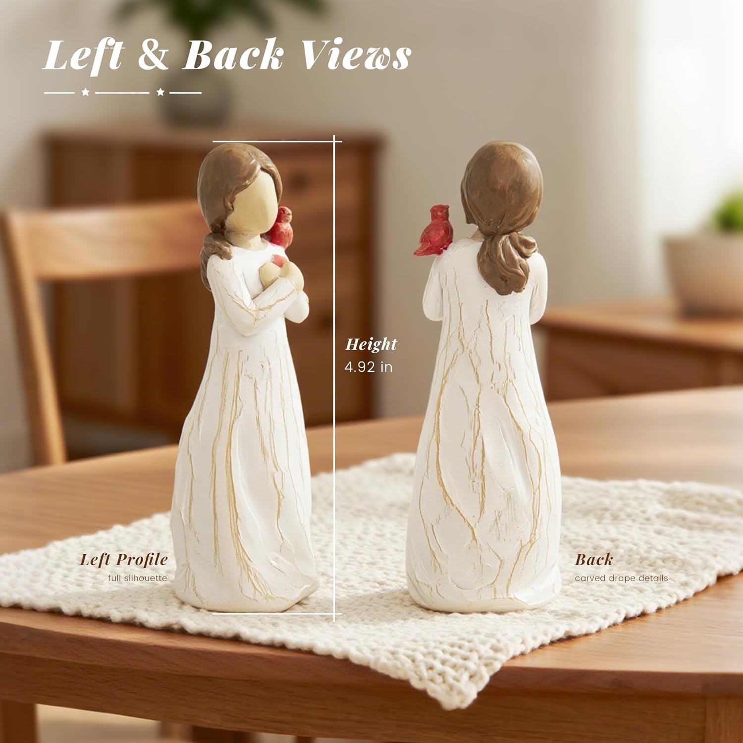 Cardinal Gifts for Women Angel Cardinal Figurine Decor Memorial Sympathy Gifts for Loss of Loved One Hope in Heart