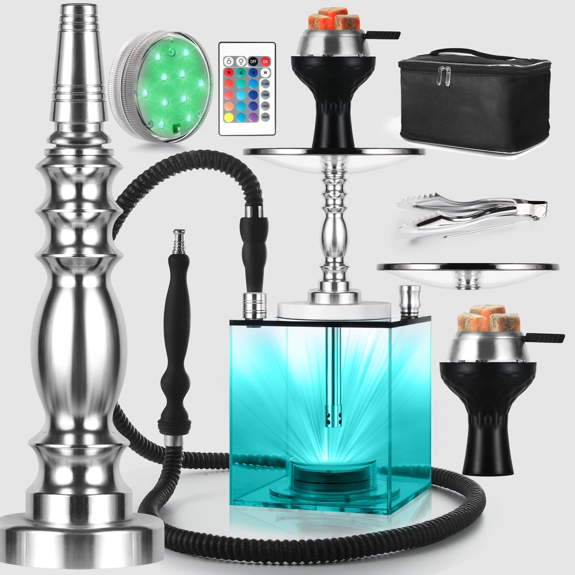 Juego de cachimbas de cachimba, cachimba portátil premium con funda protectora, carcasa de silicona, difusor de tubo de inmersión de aluminio