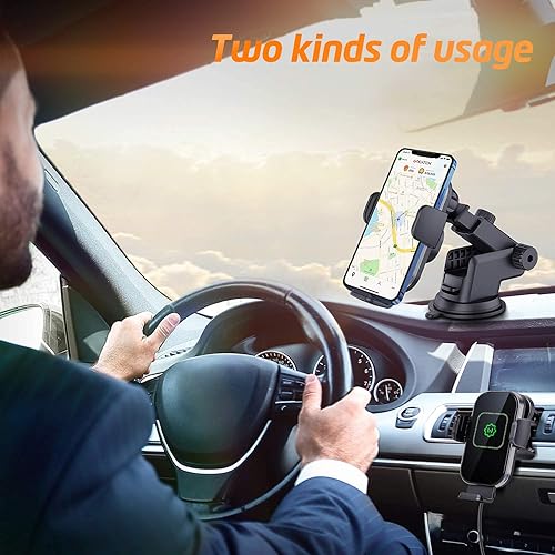 Miniatura 3 de WixGear Cargador inalámbrico para automóvil, (nueva versión de brazos automáticos), cargador inalámbrico rápido para automóvil, soporte de teléfono