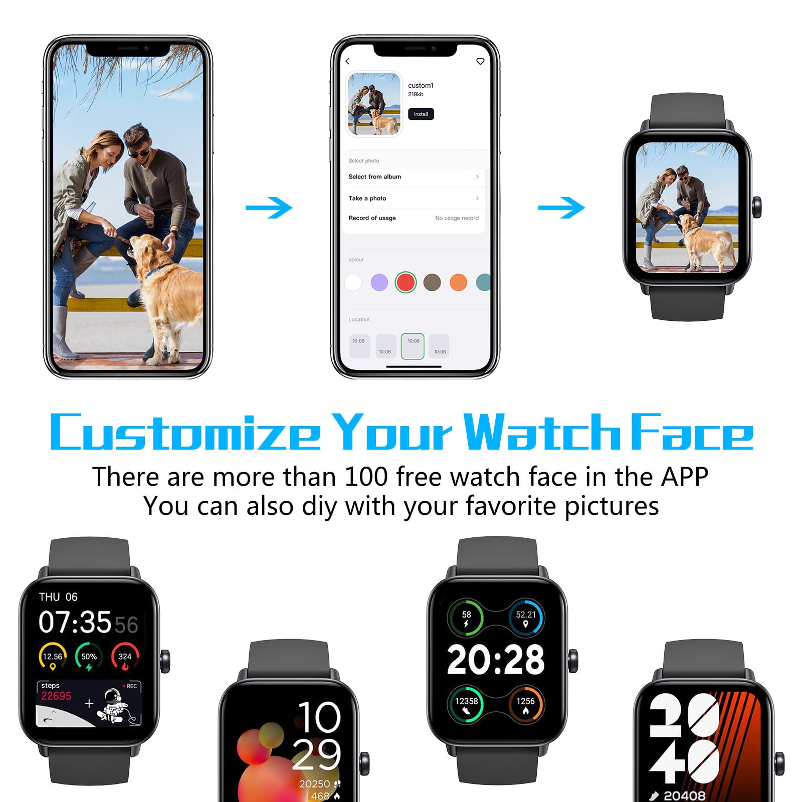 Smartwatch Uomo Donna, 1,85'' Loddery Orologio Smartwatch con Alexa Chiamata Bluetooth e Risposta Vivavoce, Smart Watch con Contapassi, Cardiofrequenzimetro da Polso, Orologio Fitness per Android iOS