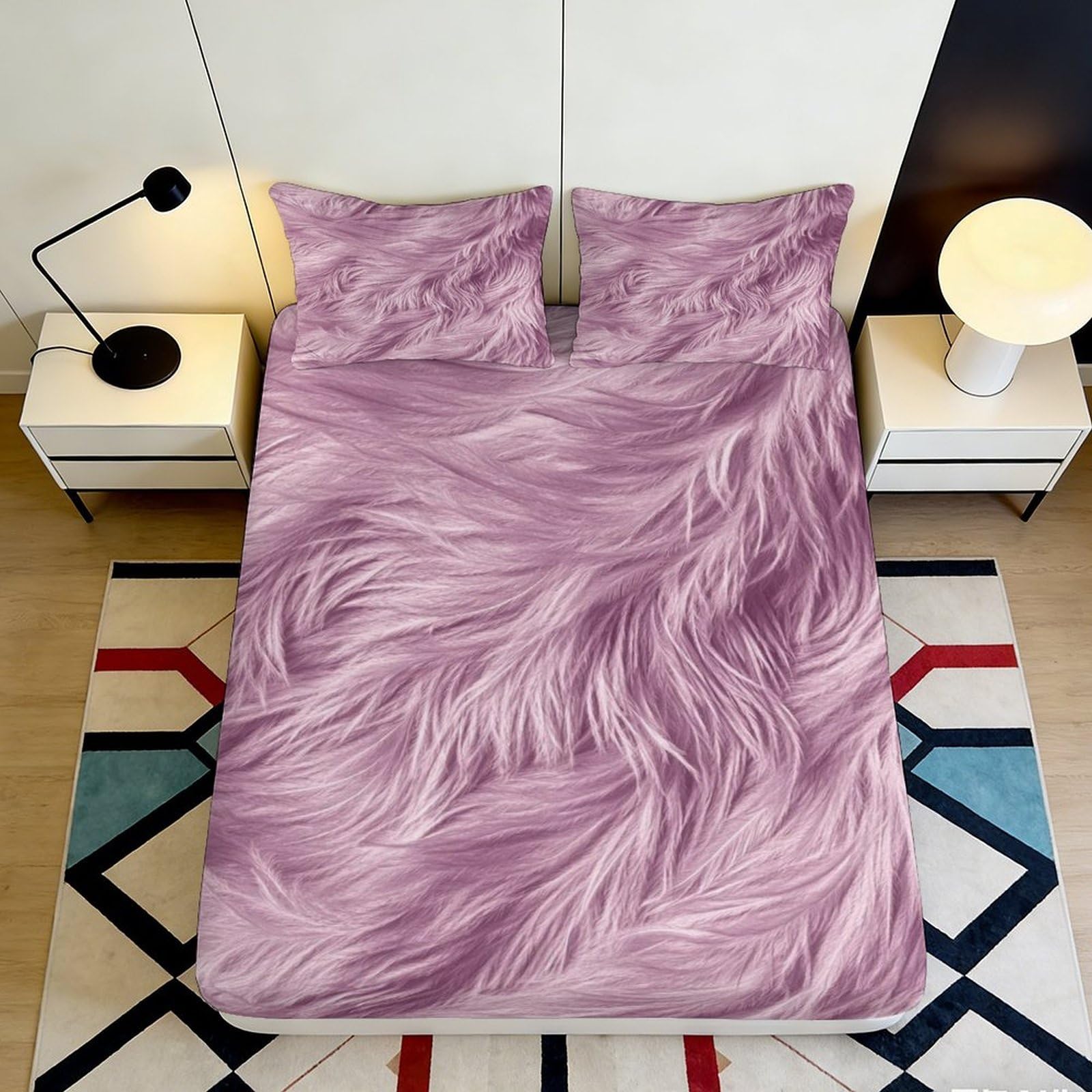 3D Printed Mauve Swirl Fitted Sheet Microfiber Soft Dustproof Abstract Mattress Cover for Bedroom Guest Room Decor 90x200x25cm
