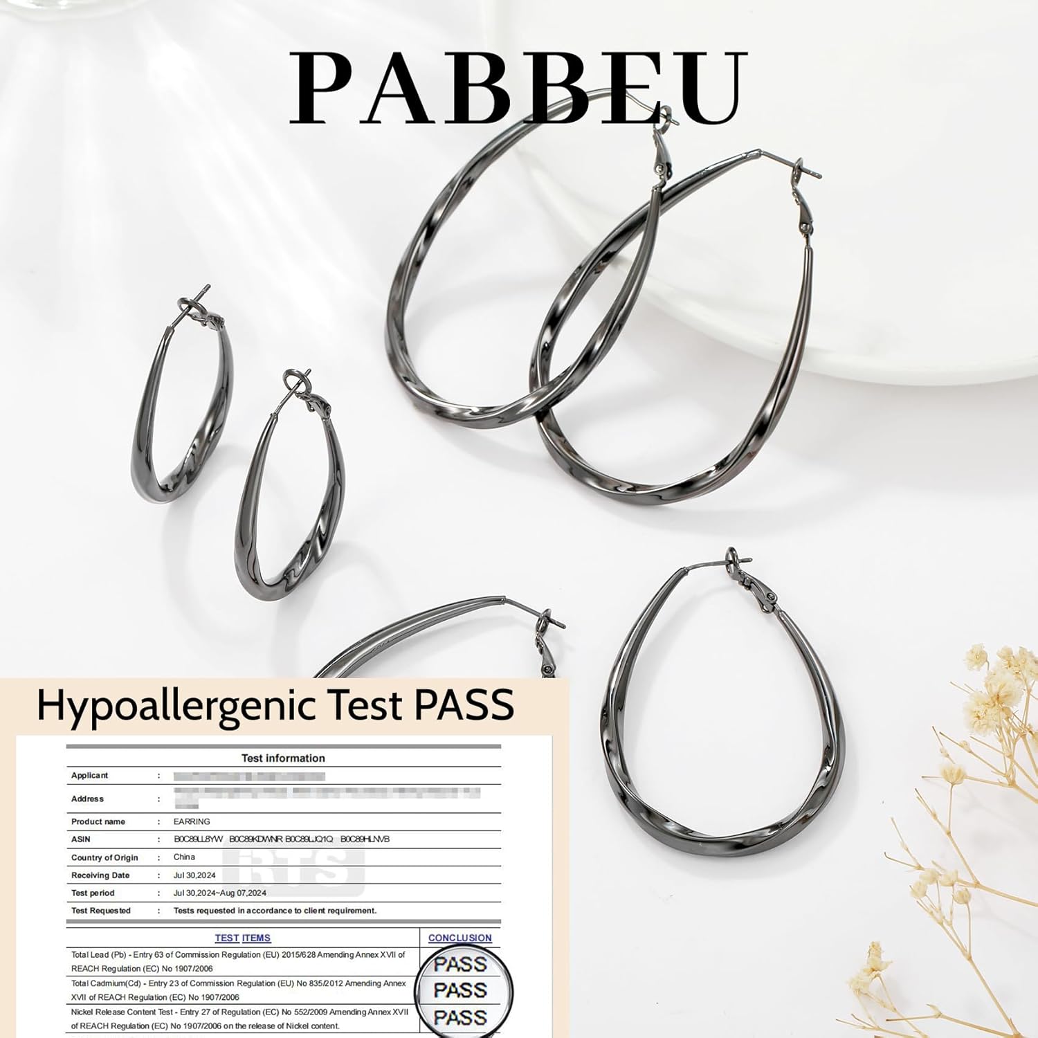 PABBEU Silver Hoop Earrings for Women Oval Hypoallergenic 925 Sterling Silver Hoop Earrings Lightwieght Large Hoops Earring for Women Trendy - Image 2