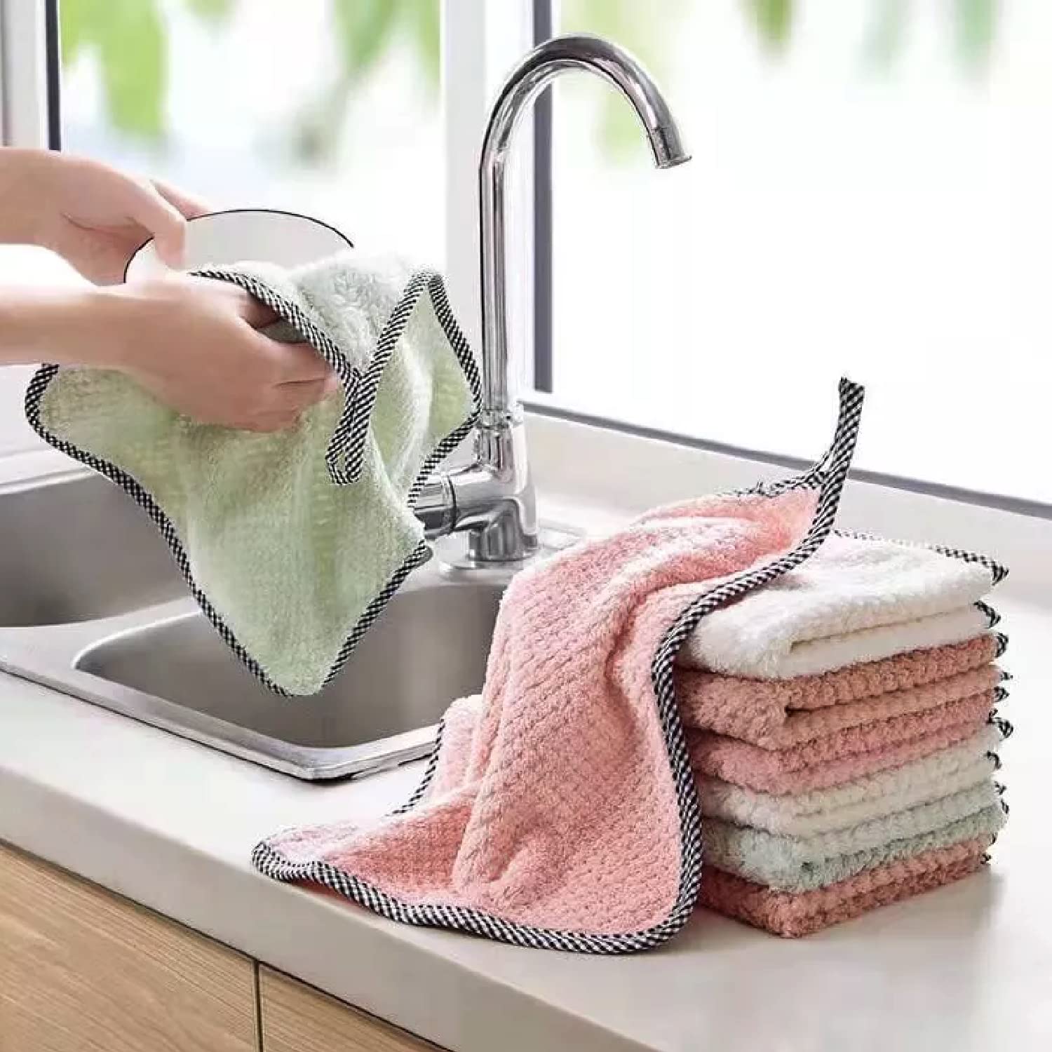 ATCAN Microfiber Cleaning Cloths, 5pcs 25x25cms 300GSM Multi-Colour! Highly Absorbent, Lint and Streak Free, Multi -Purpose Wash Cloth for Kitchen, Car, Window, Stainless Steel, silverware. (B0BR5MN6GL) Amazon Price History, Amazon Price Tracker