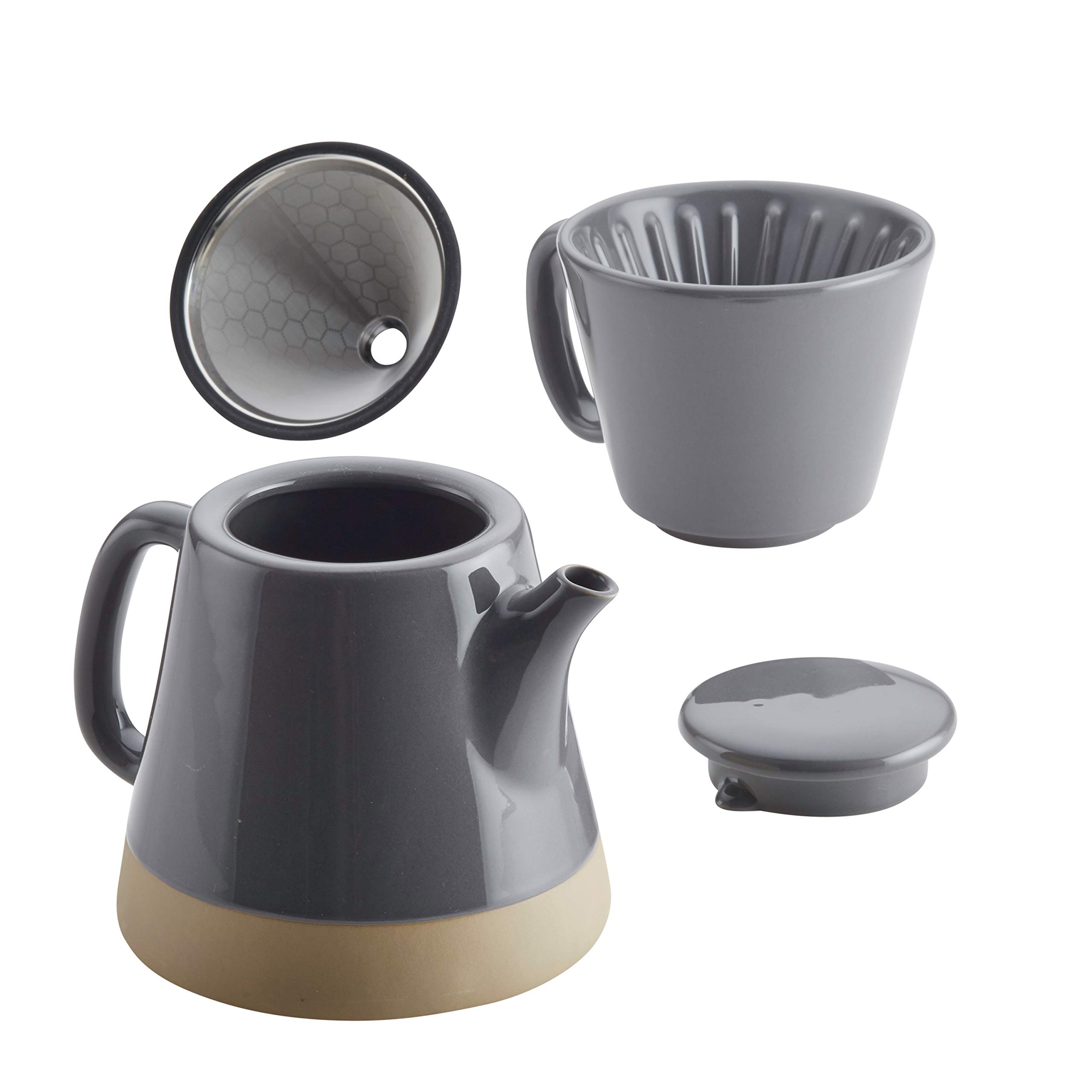 Amazon.com | Rachael Ray Ceramic Pour-Over Coffee Set, 5-Cup, Dark