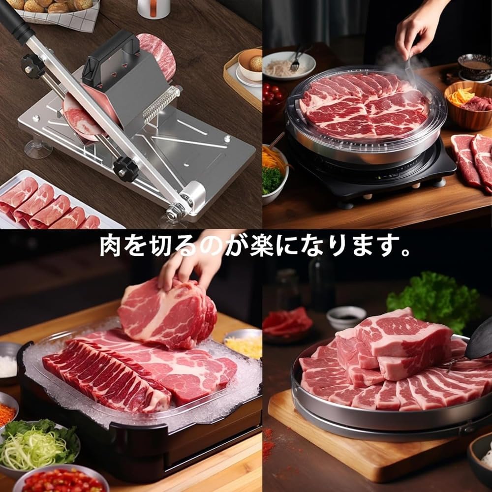 生ハムスライサー Amazon | seathestars 手動式 ミートスライサー 生ハム 冷凍肉