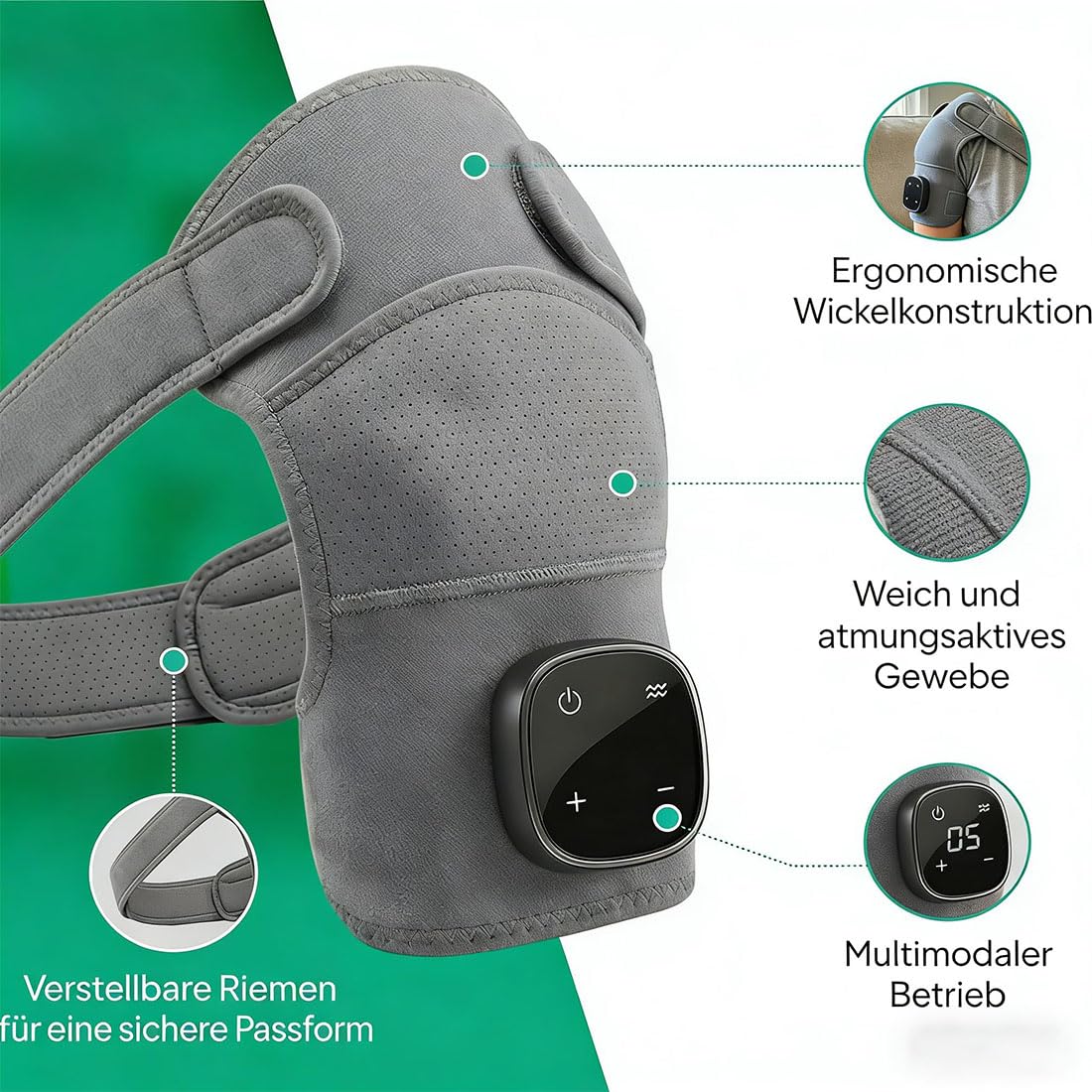 Hewelth Triple Method Schulter-Massagegerät, Relevo 3-in-1 Schultermassager, Tragbarer, Ergonomisch, Unisex, Schultermassage Gerät Mit Wärme, Schluss Mit Schulterschmerzen Linderung in Minuten (#1)