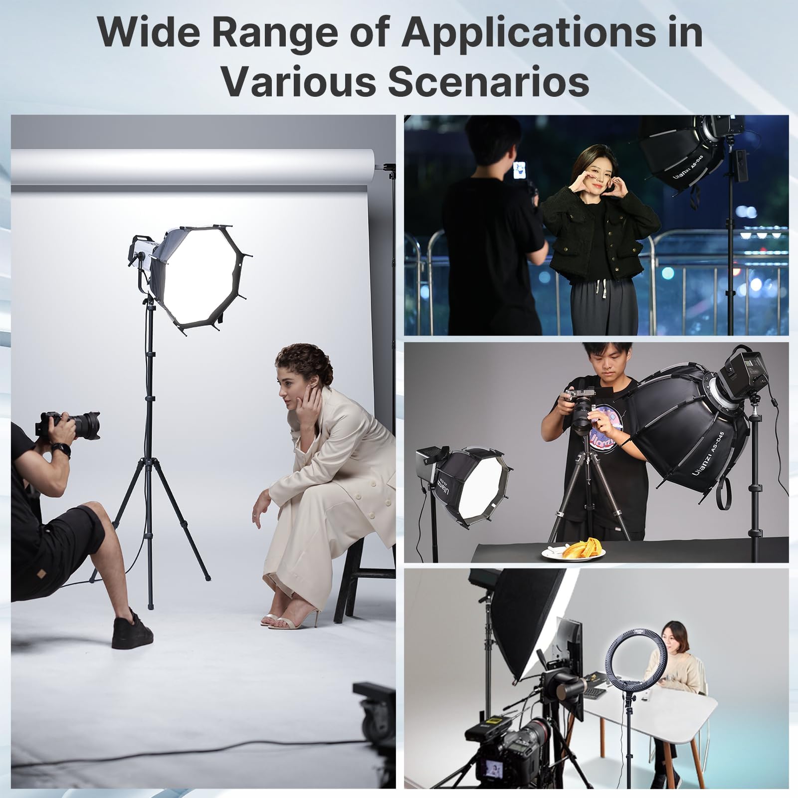 Ulanzi TT43 1.9m Trépied de Lampe en Aluminium, Support pour Appareil Photo et éclairage Vis 1/4" Trépied Pliant Réversible Charge 6kg Boîte à Lumière Anneau pour Studio Photographie Extérieure Flash