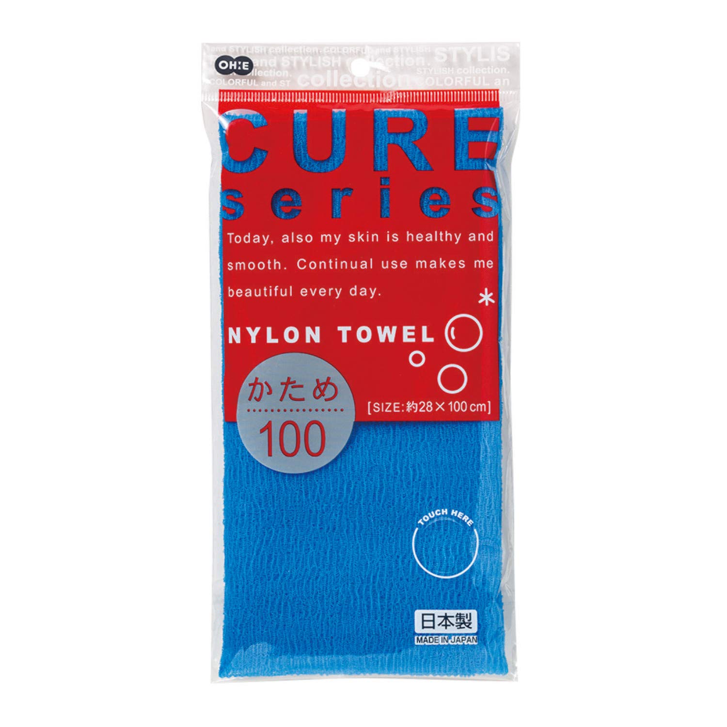 Ohe Body Towel Blue Width 28 x Length 100cm Kur 2 Nylon Towel Hard Made in Japan