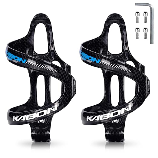 KABON Bike Water Bottle Holder, Lightweight 3K Carbon Fiber Bicycle Drink Water Bottle Cages for Road Bike MTB Cycling Accessories - Pack of 2