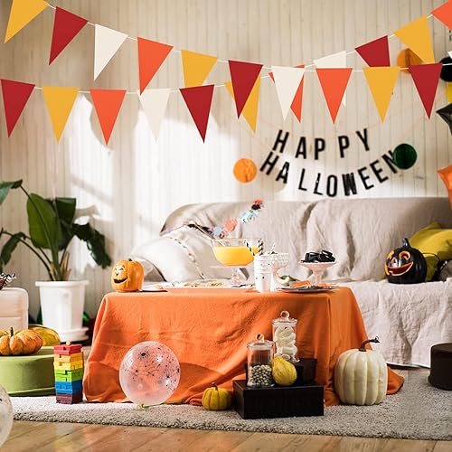 Miniatura 6 de YSSAI Bandera triangular de papel de 40 pies banderín naranja para fiesta de otoño decoración de otoño día de Acción de Gracias cosecha otoño boda