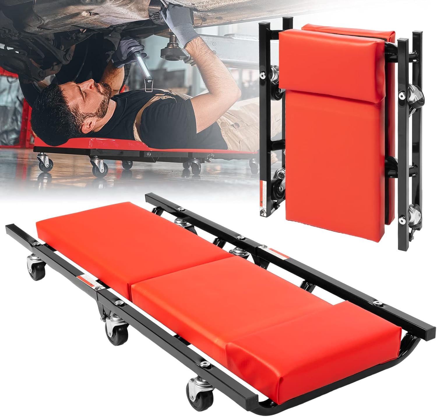 Wesiti 2 Pack Mechanic Creeper, 36" x 14.5", Folding and Heavy Duty