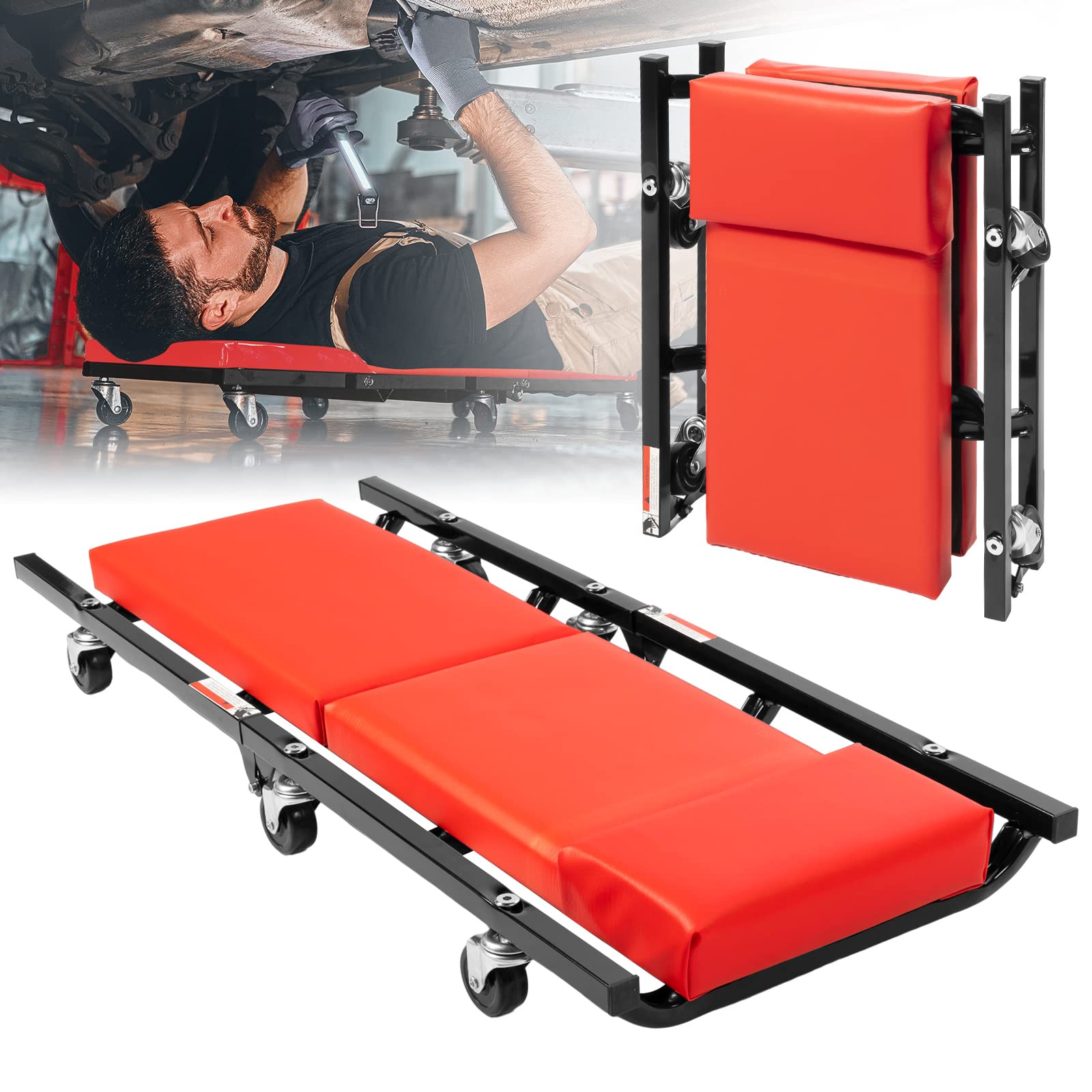 Wesiti 2 Pack Mechanic Creeper, 36 x 14.5, Folding and Heavy Duty, Automotive Rolling Creepers