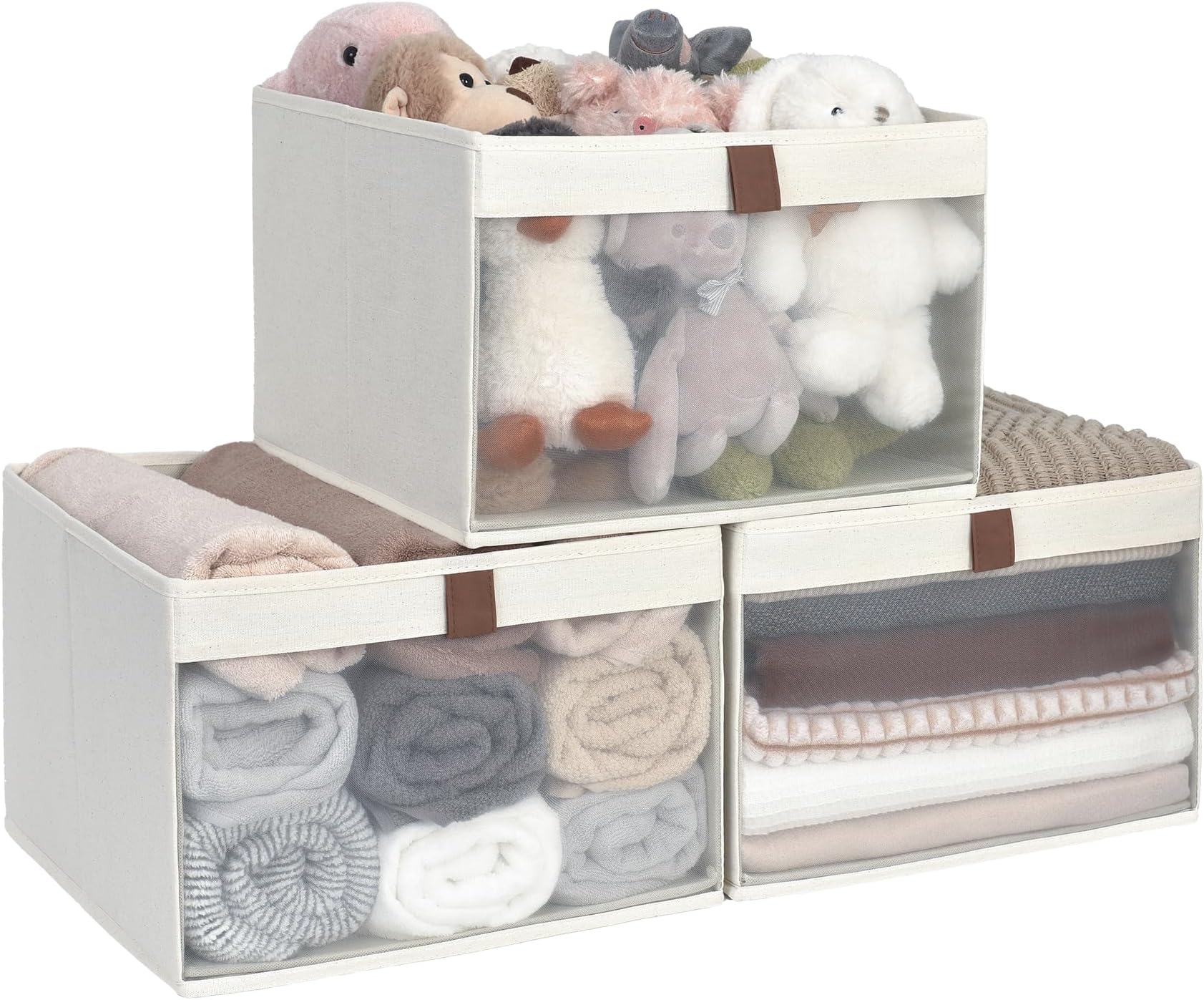 Amazon.com: Elisabe Linen Closet Organizer and Storage, 4 Pack Foldable ...