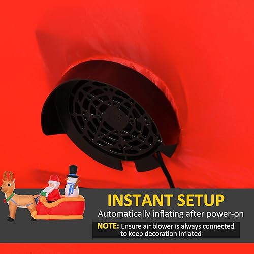 Miniatura 5 de HOMCOM Decoraciones inflables navideñas de 6.5 pies para exteriores, Papá Noel en trineo, reno y muñeco de nieve con luces LED para decoración