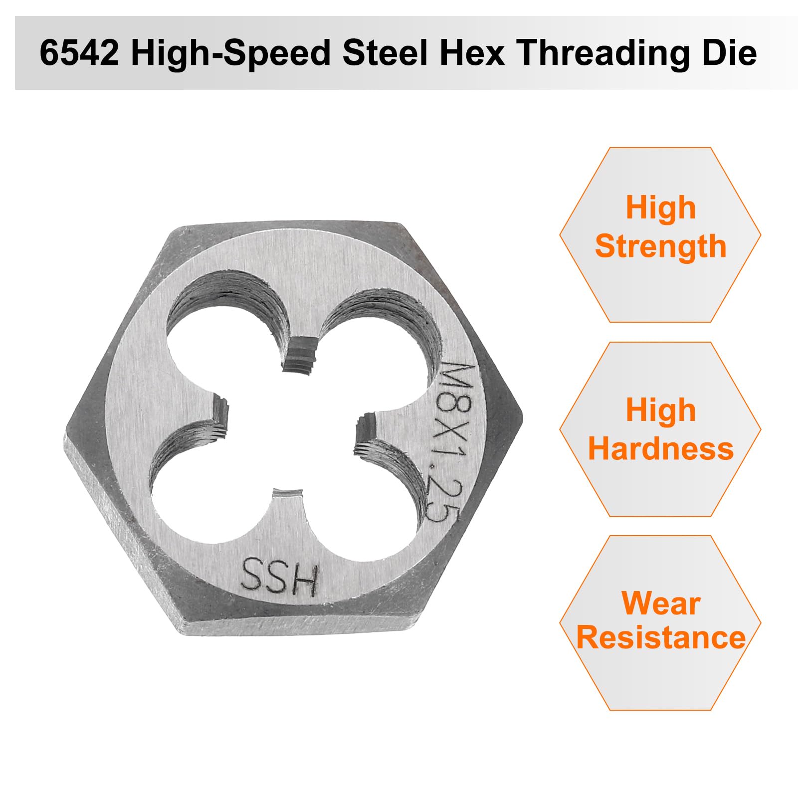 HARFINGTON Hex Threading Die M8 x 1.25 Metric Thread Right Hand High Speed Steel Rethreading Fixed Die Screw Cutting Tapping Repair Tool — Amazon image 4