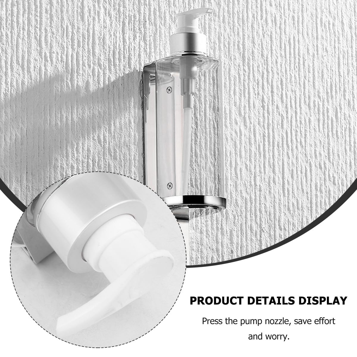 HOMSFOU Dispenser di Sapone Liquido da Parete in Metallo 300ml, Pompa Erogatrice Ricaricabile per Bagno e Cucina, Supporto per Shampoo, Balsamo e Lozioni, per Uso Domestico e Strutture
