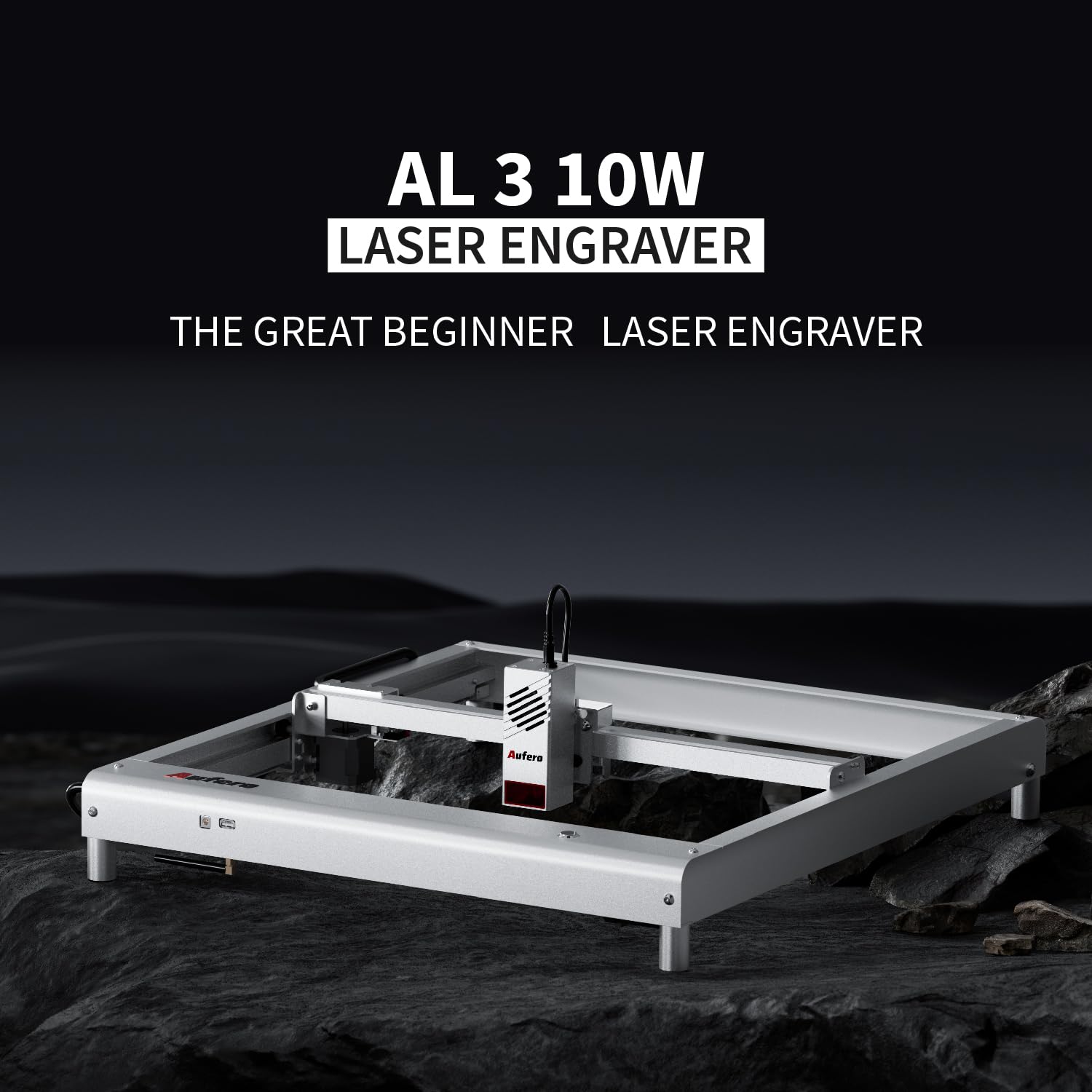 AL3 Cortador grabador láser de 10 W, marco de aluminio de 400 x 400 mm, control por aplicación WiFi, máquina de enfoque fijo para madera, metal, acrílico, cuero