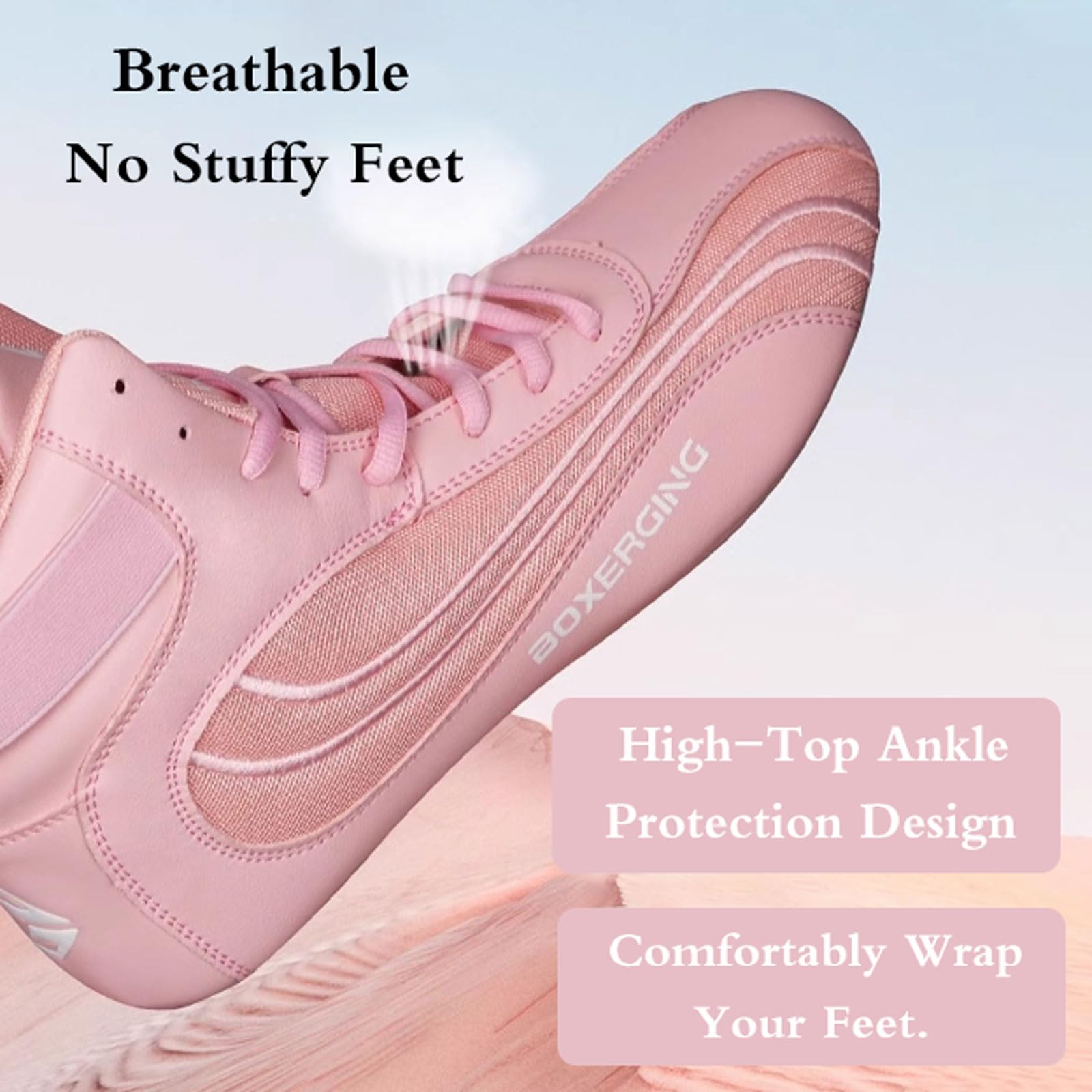 Boxeo Hombre Zapatillas,Hombres,Mujeres Zapatos De Boxeo,Zapatillas Boxeo,Zapatillas De Lucha,Botas Wrestling,Confort,Ajuste Ligero,Soporte para El Tobillo,para Boxeo,Lucha Libre,Blanco