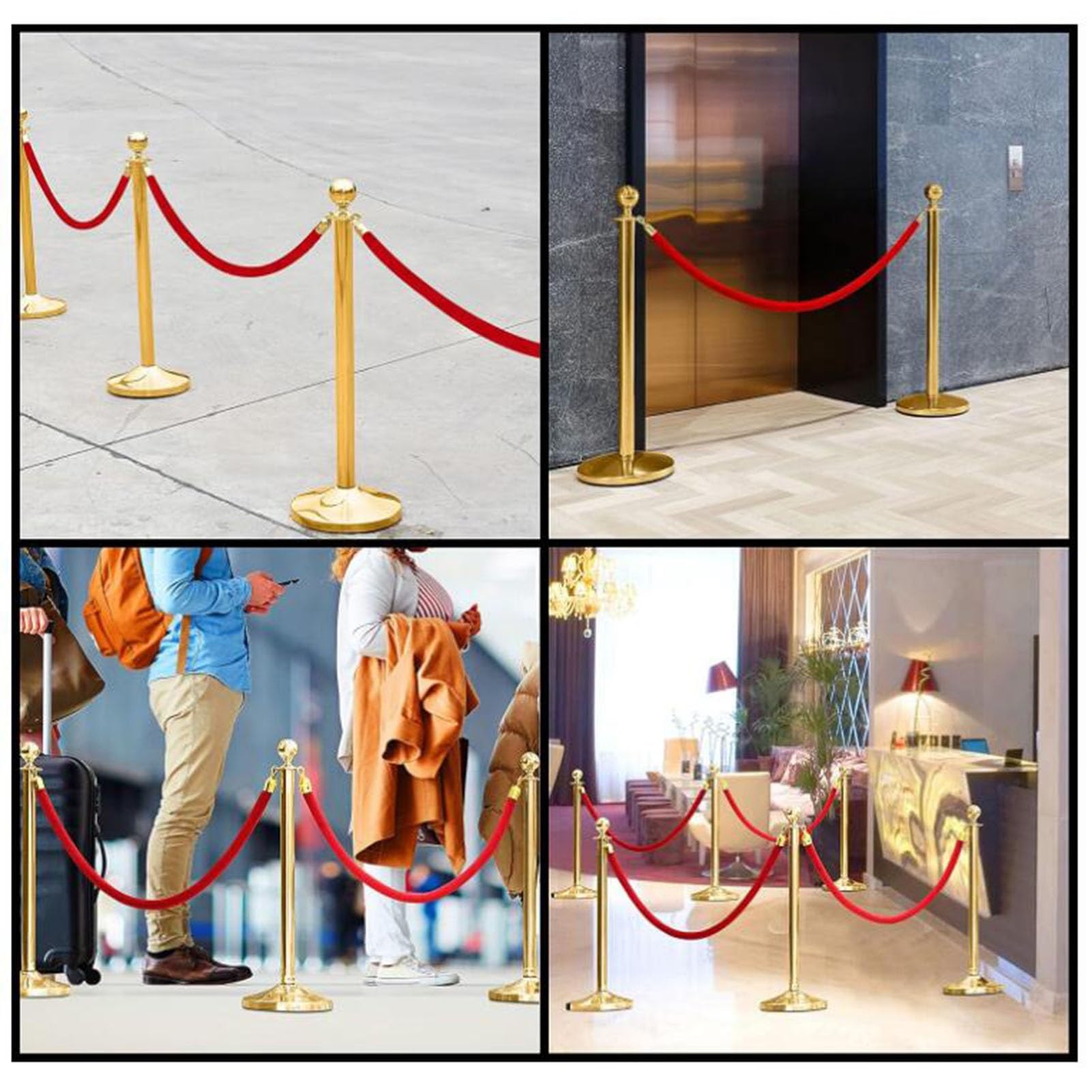 Wysokiej jakości pleciona bariera linowa do kina i hotelu, 2-pak ze złotymi haczykami, 1,5 m (5 stóp) - eleganckie rozwiązanie do kontroli tłumu, stylowe akcesorium na wydarzenia