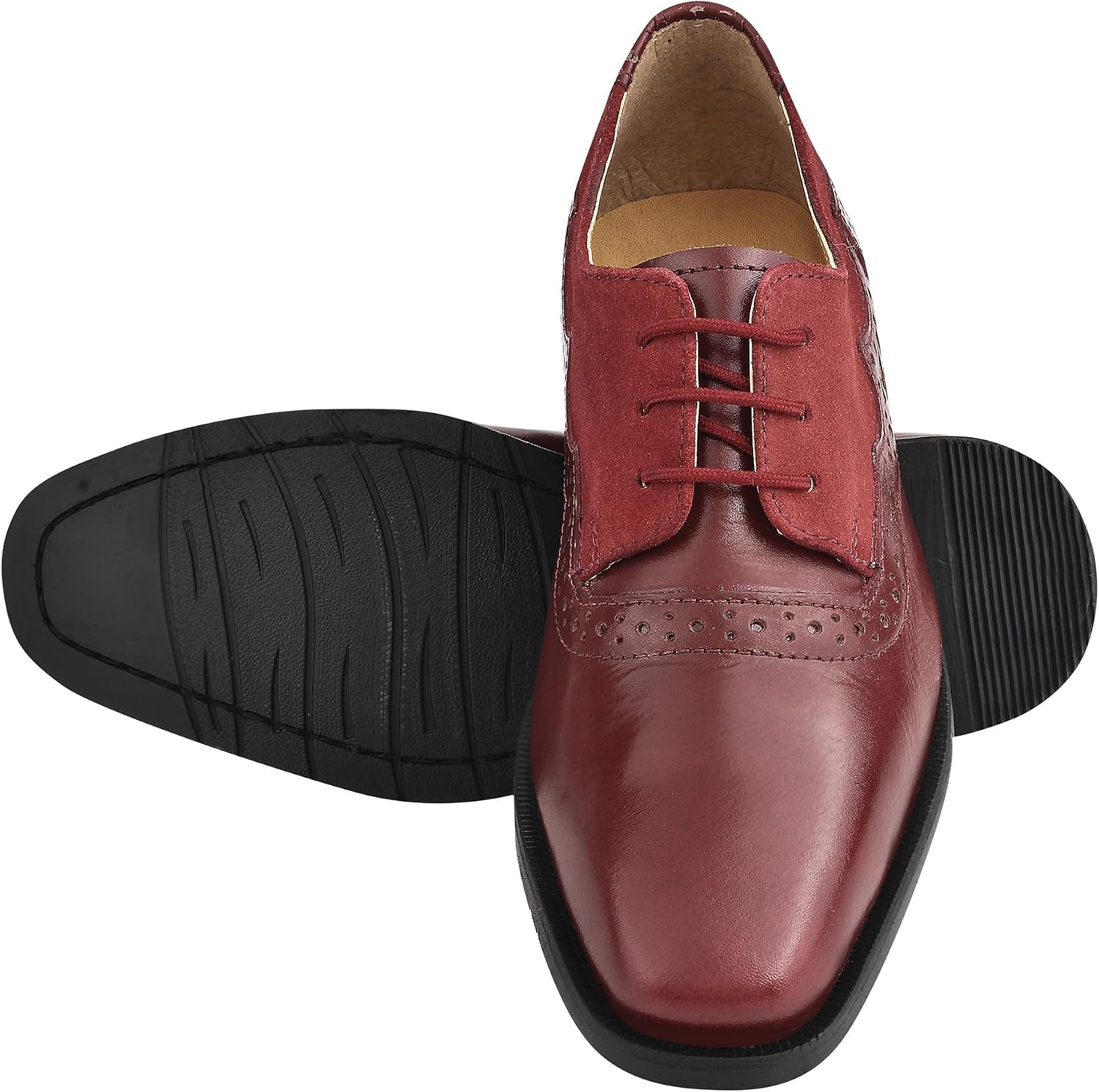 LIBERTYZENO Boys Plain & EEL Print Genuine Leather Kids & Toddlers Lace Up Oxford Dress Shoes for Easter Gift