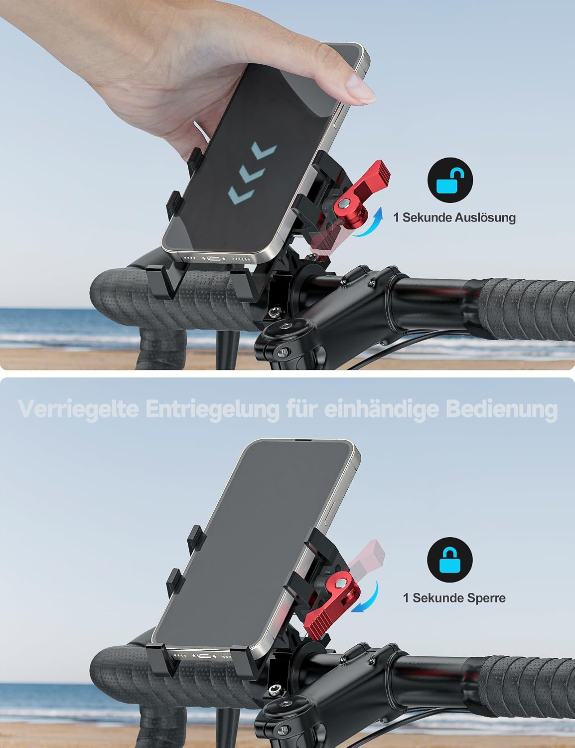 Tiakia U6-9901 Phone Holder quick release and lock mechanism