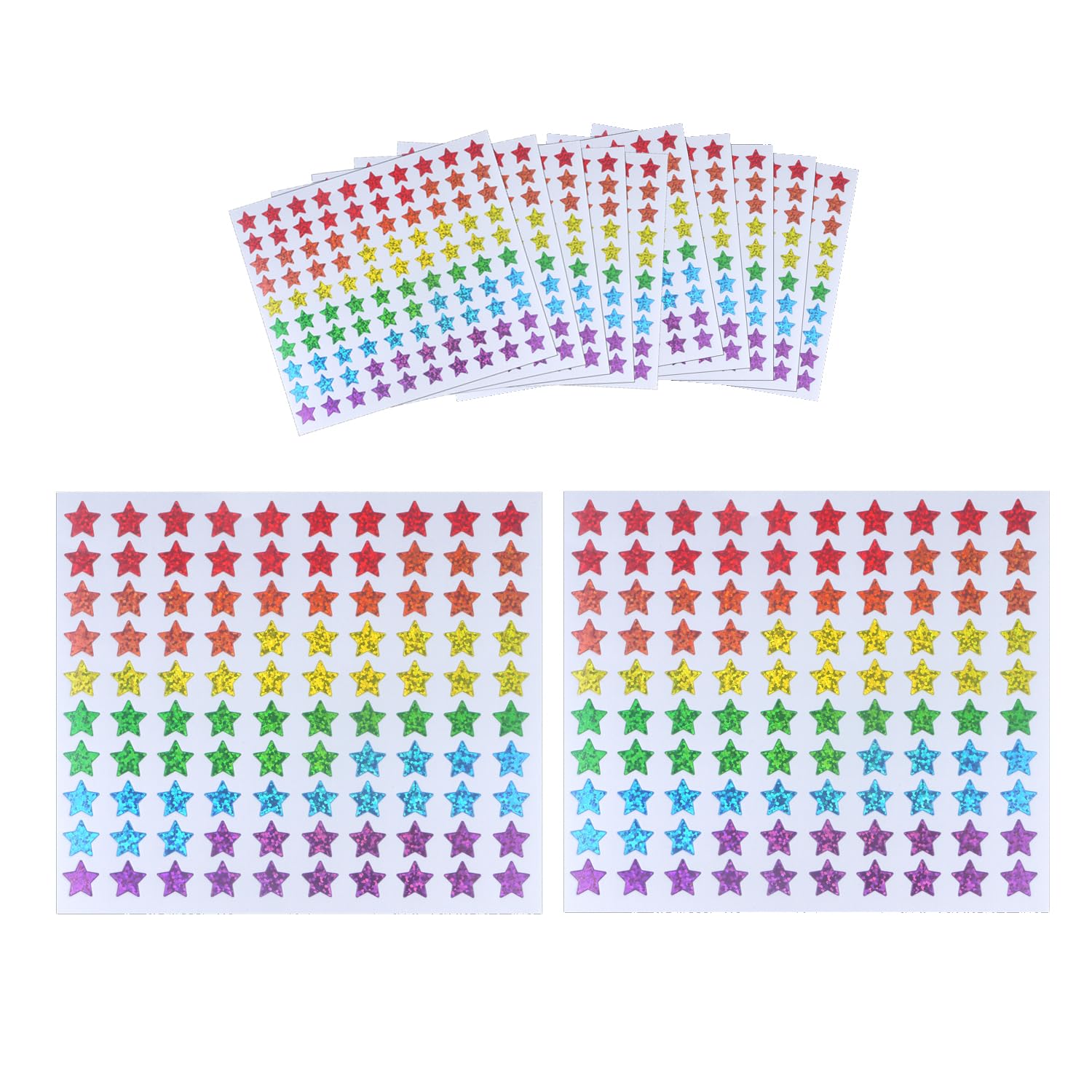 1000 pegatinas de estrellas de aluminio, 15 mm, multicolor, calcomanías para planificador, estrellas adhesivas metálicas brillantes, azul, verde, amarillo, naranja, morado y rojo para niños,