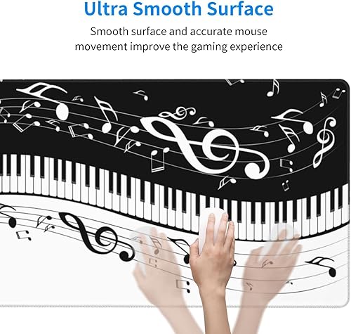 Miniatura 4 de Alfombrilla de mouse grande para juegos de notas musicales, teclas de piano, 29.5 x 15.8 pulgadas, protector de escritorio extendido, bonita