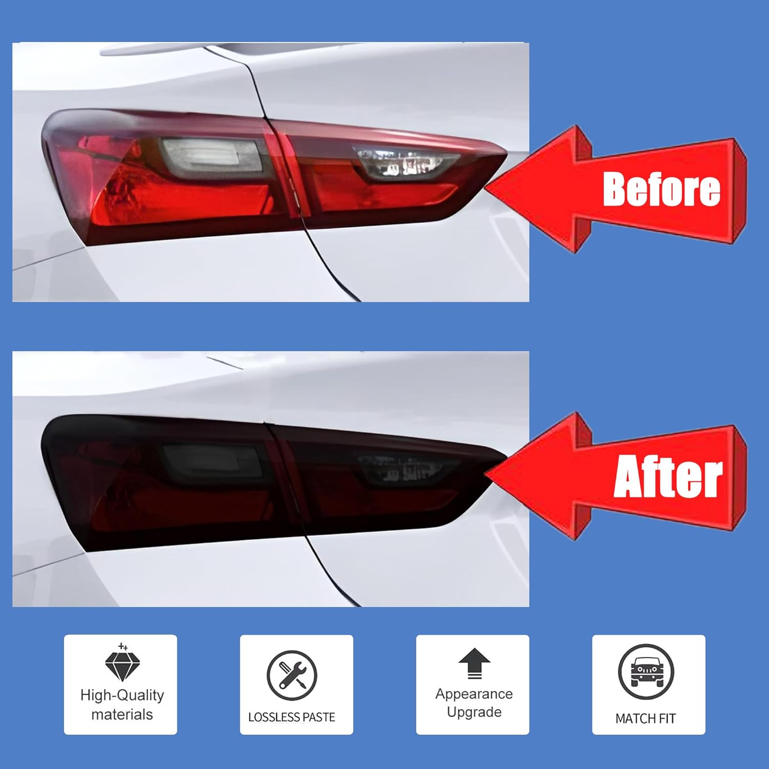 STSEV01 Taillight Cover Trim Fit for Chevy Malibu Accessories 2016-2025 L/LS/RS, Tail Light Smoked Black Style Rear Lamp Protective Guards Exterior Decoration