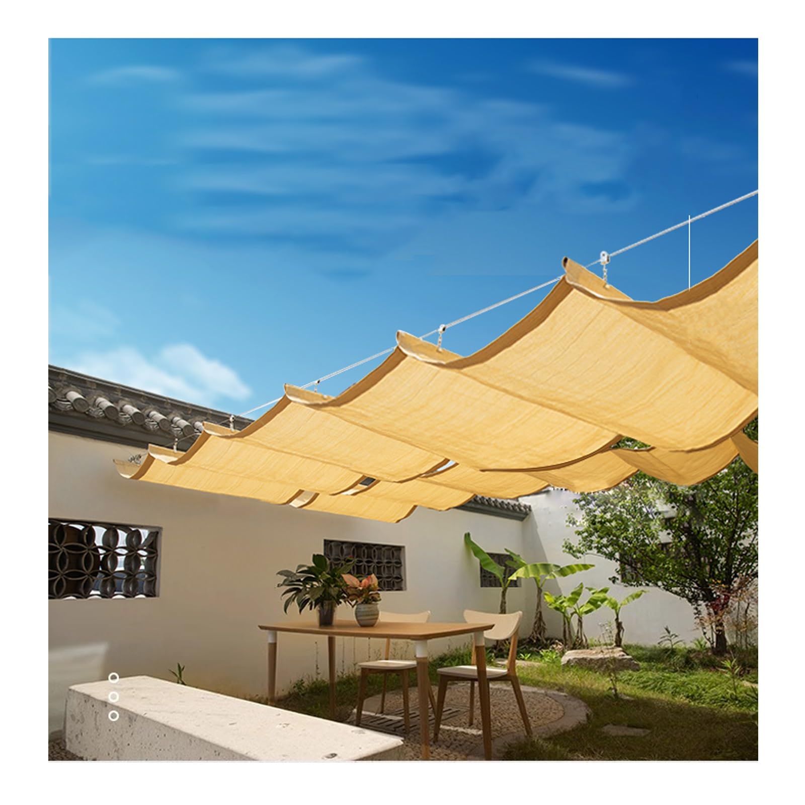 Voile d'ombrage en U pergola anti surchauffe protection solaire vague