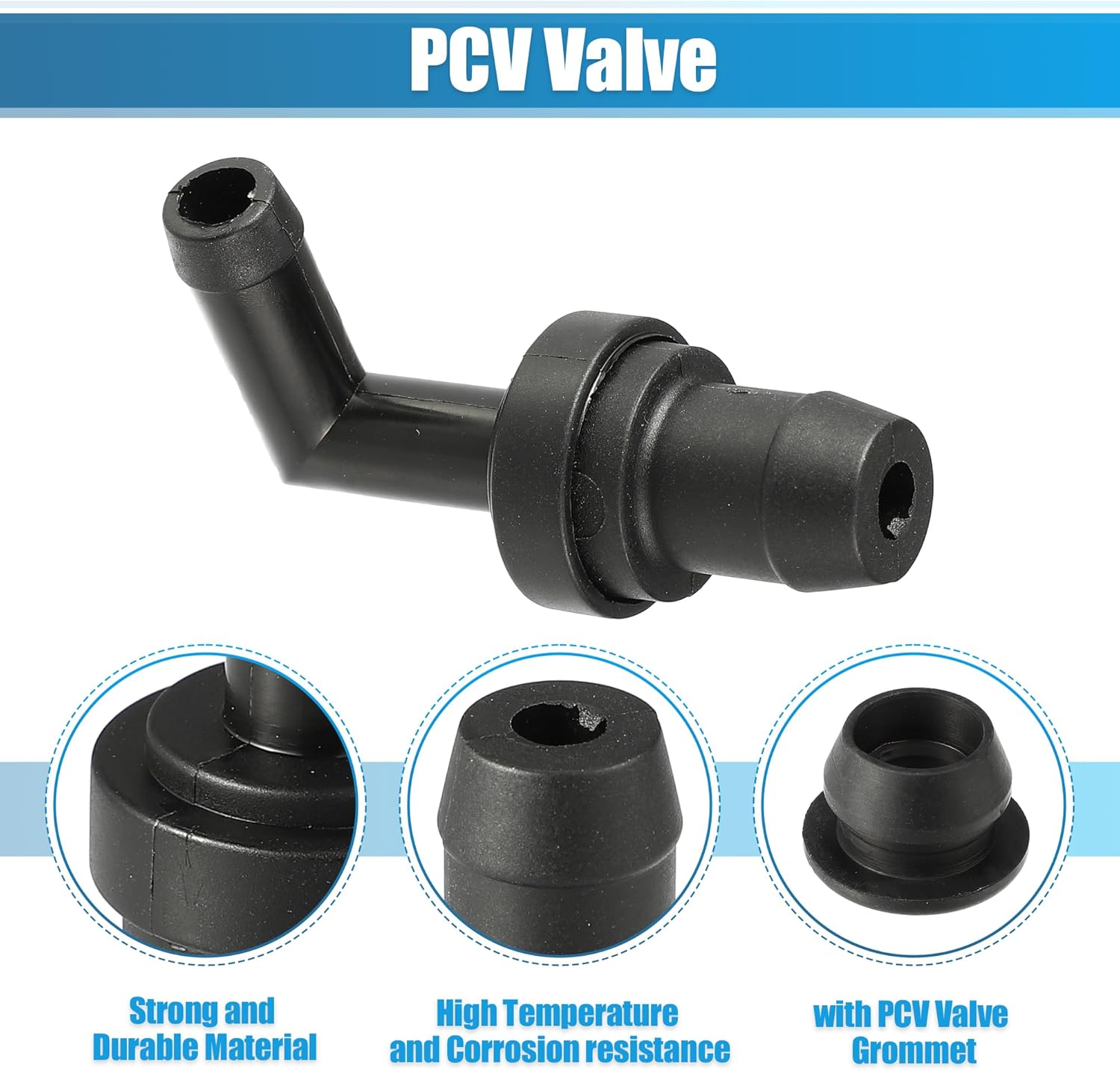uxcell 1 Set PCV Valve Grommet Kit Exhaust Positive Crankcase Ventilation Valve Fittings for Mazda Miata 1.8L 1999-2000 No.B54113890A/E30113338A Black