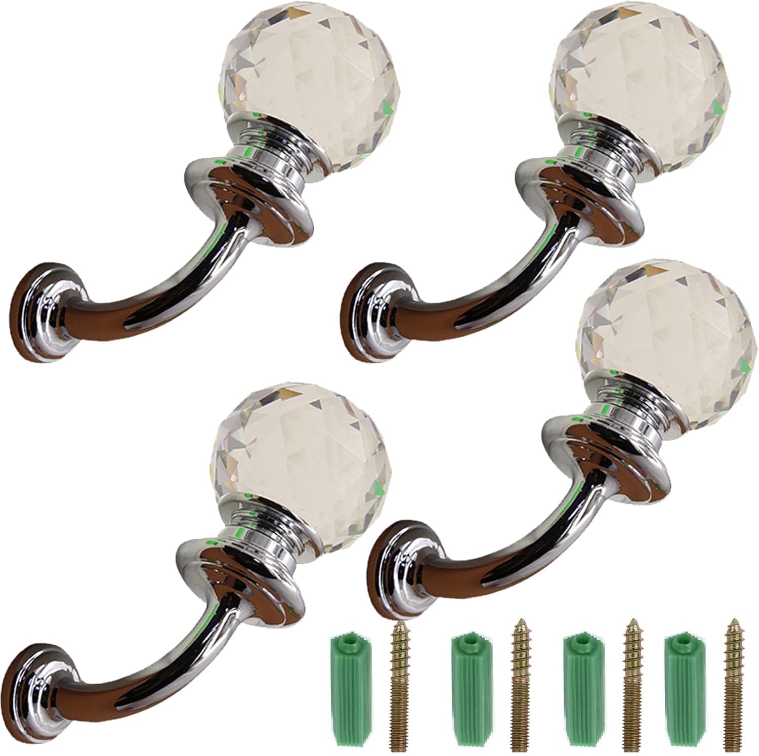 Patère crochet de cintre en cristal et zinc chrome