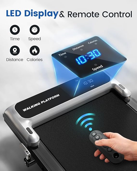 Walking Pad Treadmill for Home, Walking Pad with Incline and Handle Bar | Sturdy Foldable Handles Walking Pad with LED Display, Portable Quiet Under Desk Treadmills for small space at home office