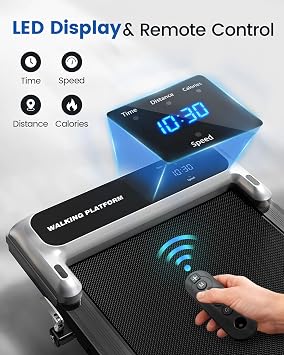 Walking Pad Treadmill for Home, Walking Pad with Incline and Handle Bar | Sturdy Foldable Handles Walking Pad with LED Display, Portable Quiet Under Desk Treadmills for small space at home office