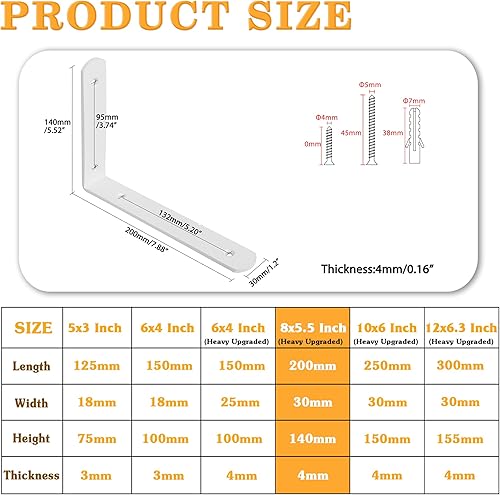 Miniatura 58 de Alise Soportes de estante flotantes, soporte negro para estantes, soporte de pared en L resistente, soporte de esquina de ángulo de articulación