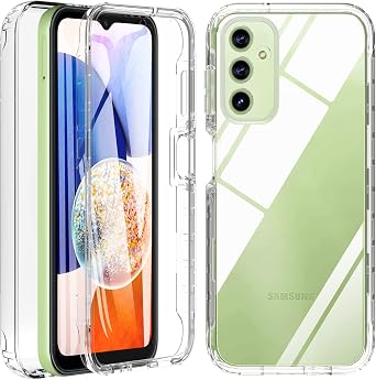for Samsung Galaxy A14 5G Case, Samsung A14 5G/4G Phone Case with Built-in Screen Protector, 360 Full Body Military Grade Drop Protection Silicone Bumper Cover Case for Samsung A14 Clear