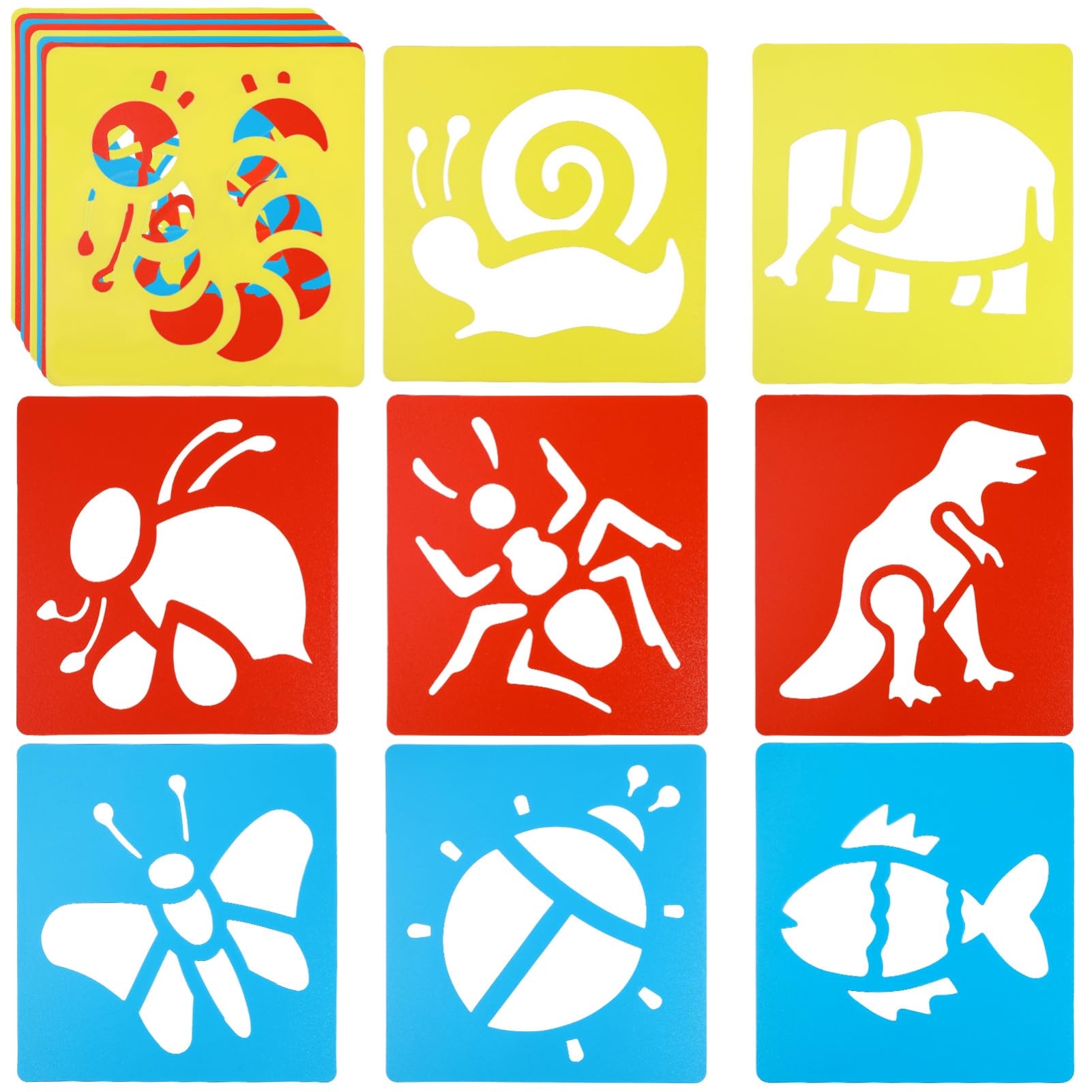 SEWACC Reusable Animal Painting Stencils Set - Versatile Drawing Templates for Crafts Includes Dinosaurs Snails and More for Home Decor and Classroom