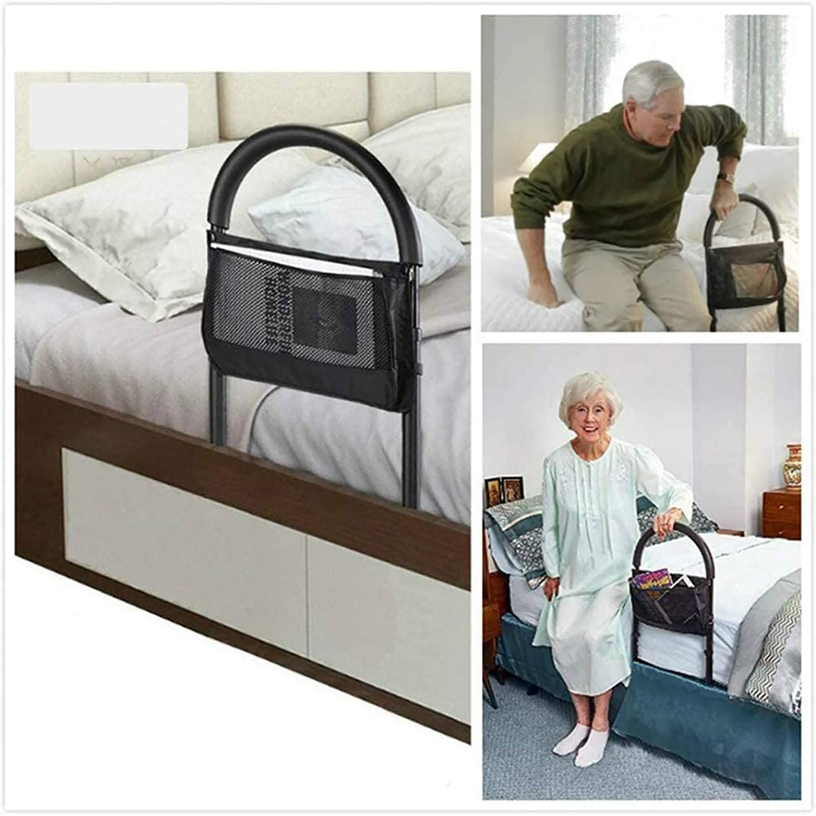 Sponda Letto Anziani anticaduta, Comodino Portatile Regolabile in Altezza con utile Tasca portaoggetti, per i Bambini delle Donne Incinte anziane