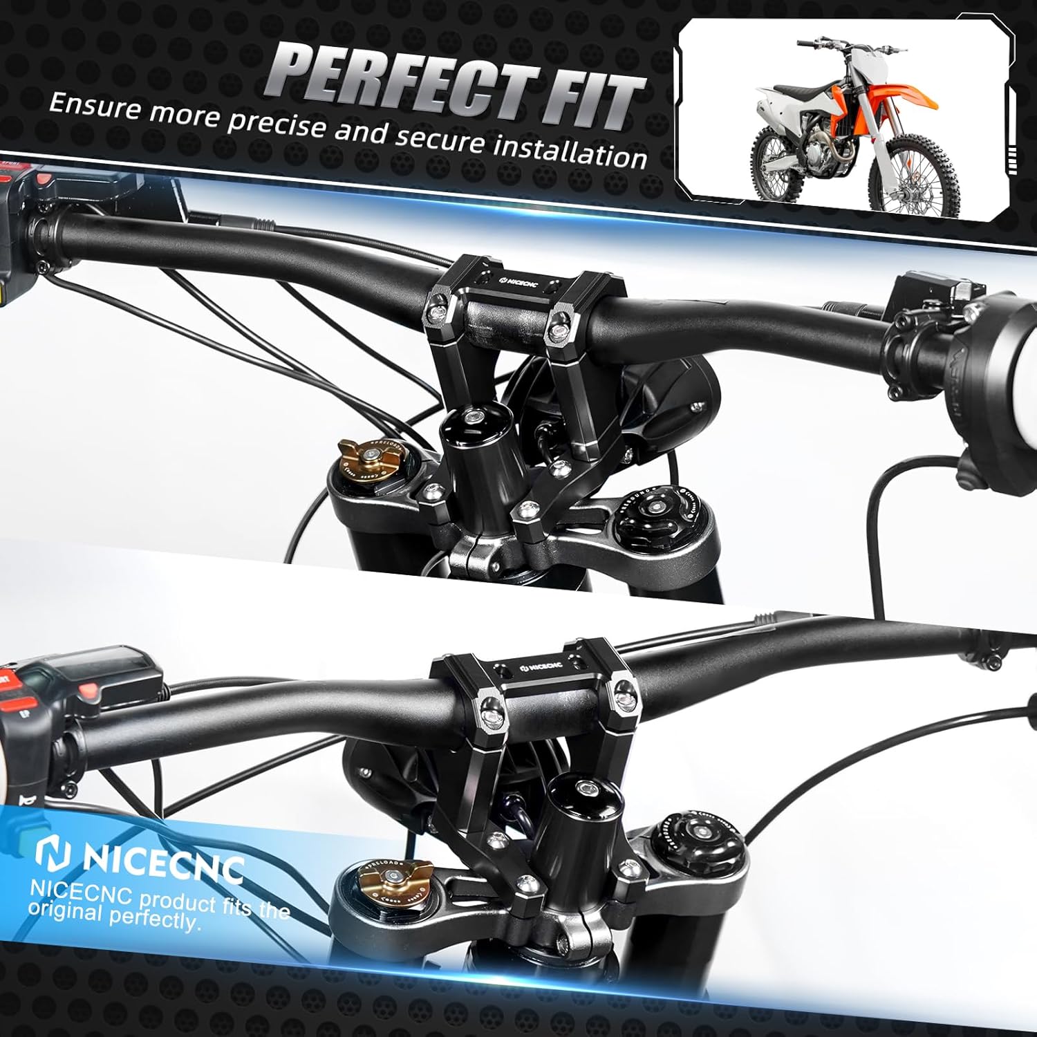 NICECNC Black Front Handlebar Bar Riser Mount Bracket 20/30 MM Compatible with Surron Light bee X Surron Light bee S Surron Light bee L1E Segway X160 Segway X260