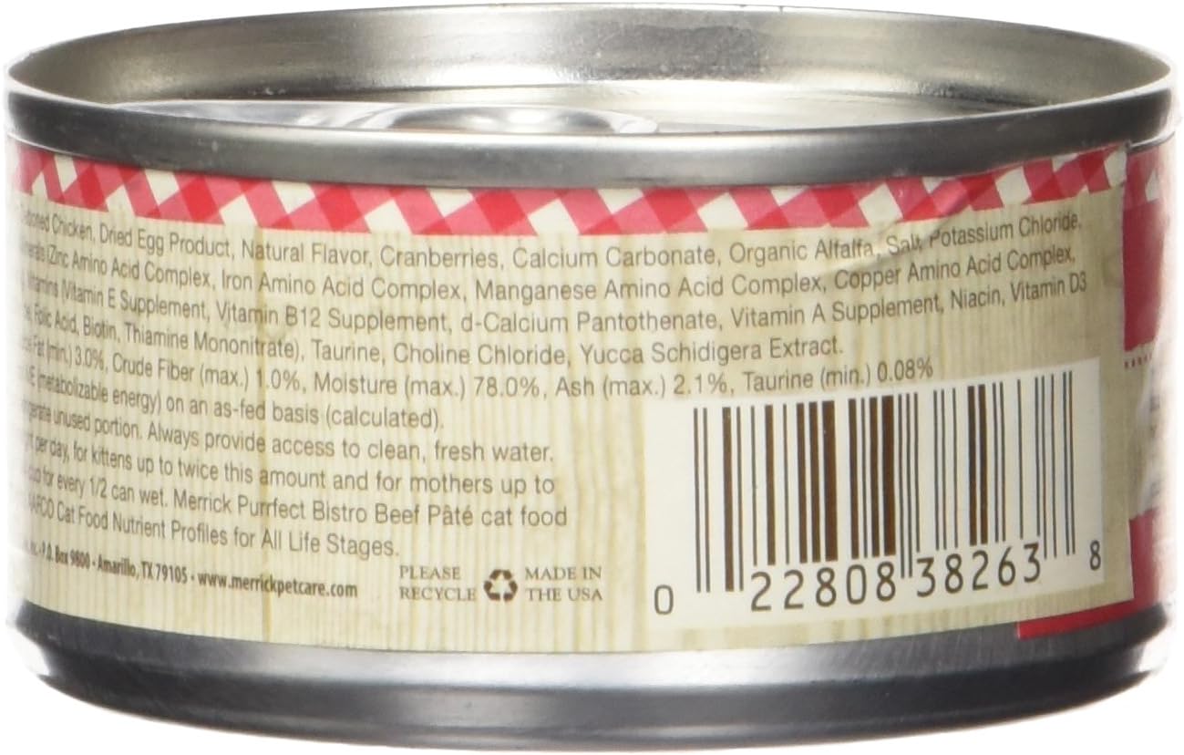 Merrick Purrfect Bistro Beef Pate Recipe Canned Cat Food 24/3-oz cans