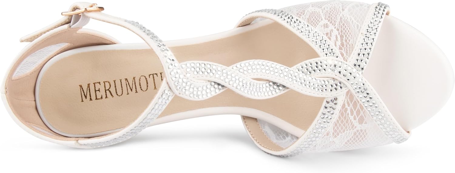 MERUMOTE Women's Peep Toe Platform 5 inch Stiletto Heels Ankle Strap Lace Heels Sexy Prom Shoes - Image 5