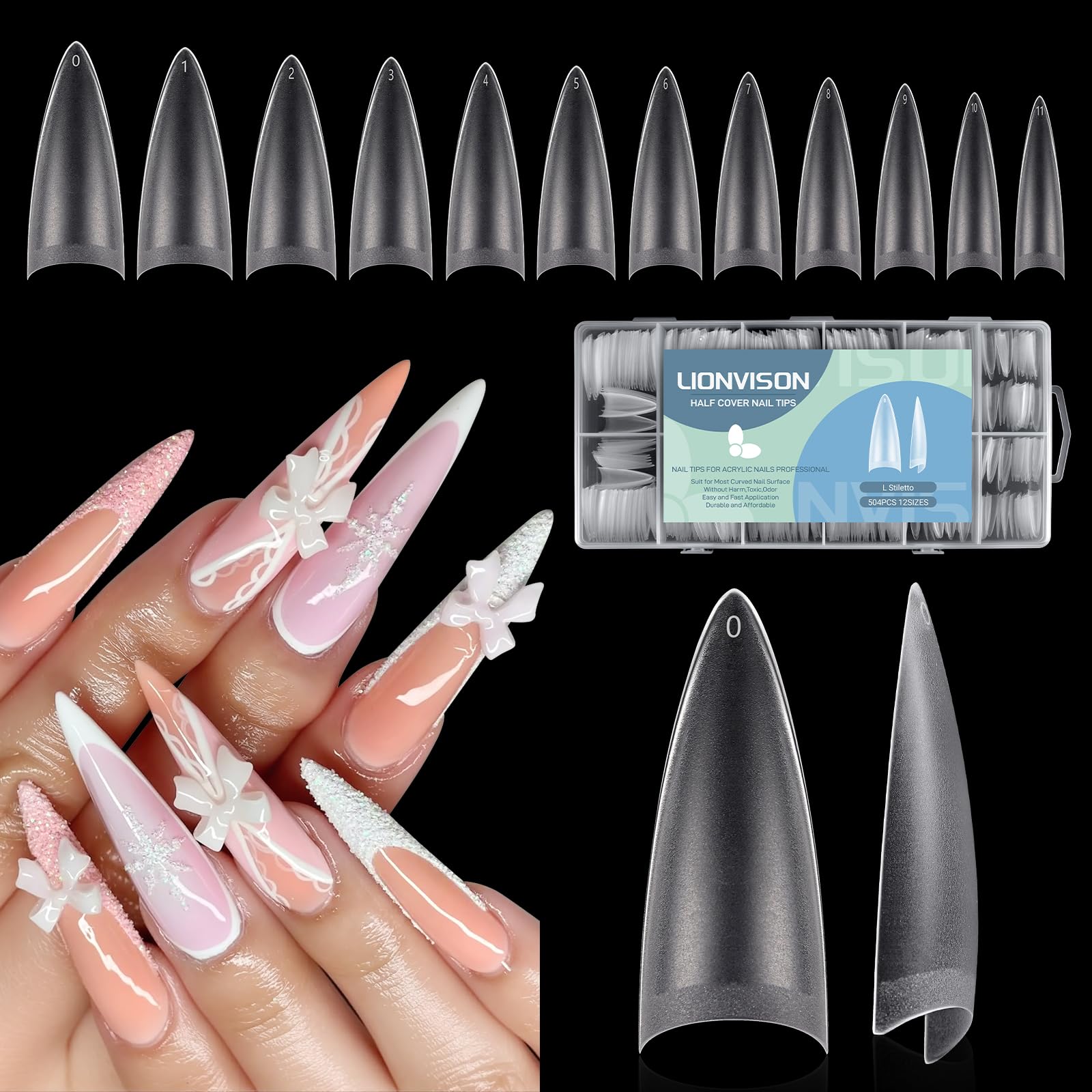 LIONVISON 3XL Nail Tips - 504 PCS No C Curve -13 LIONVISON 3XL Nail Tips - 504 PCS No C Curve -13