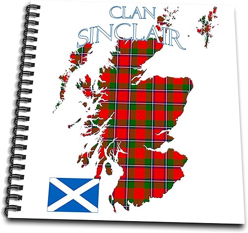 3dRose Outline of Scotland with The Sinclair Clan Family Tartan. - Drawing Books (db-380168-1)