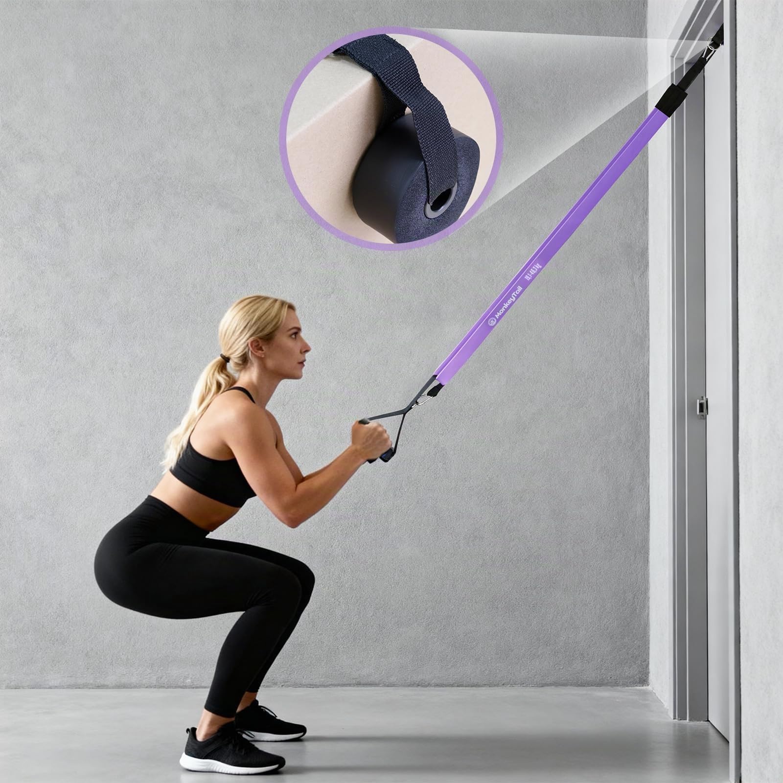 MonkeyTail Set di fasce di resistenza a 5 livelli (diverse intensità), per allenamento a casa, yoga, sollevamento pesi, trazioni, con ancoraggi migliorati e maniglie, borsa portatile, unisex