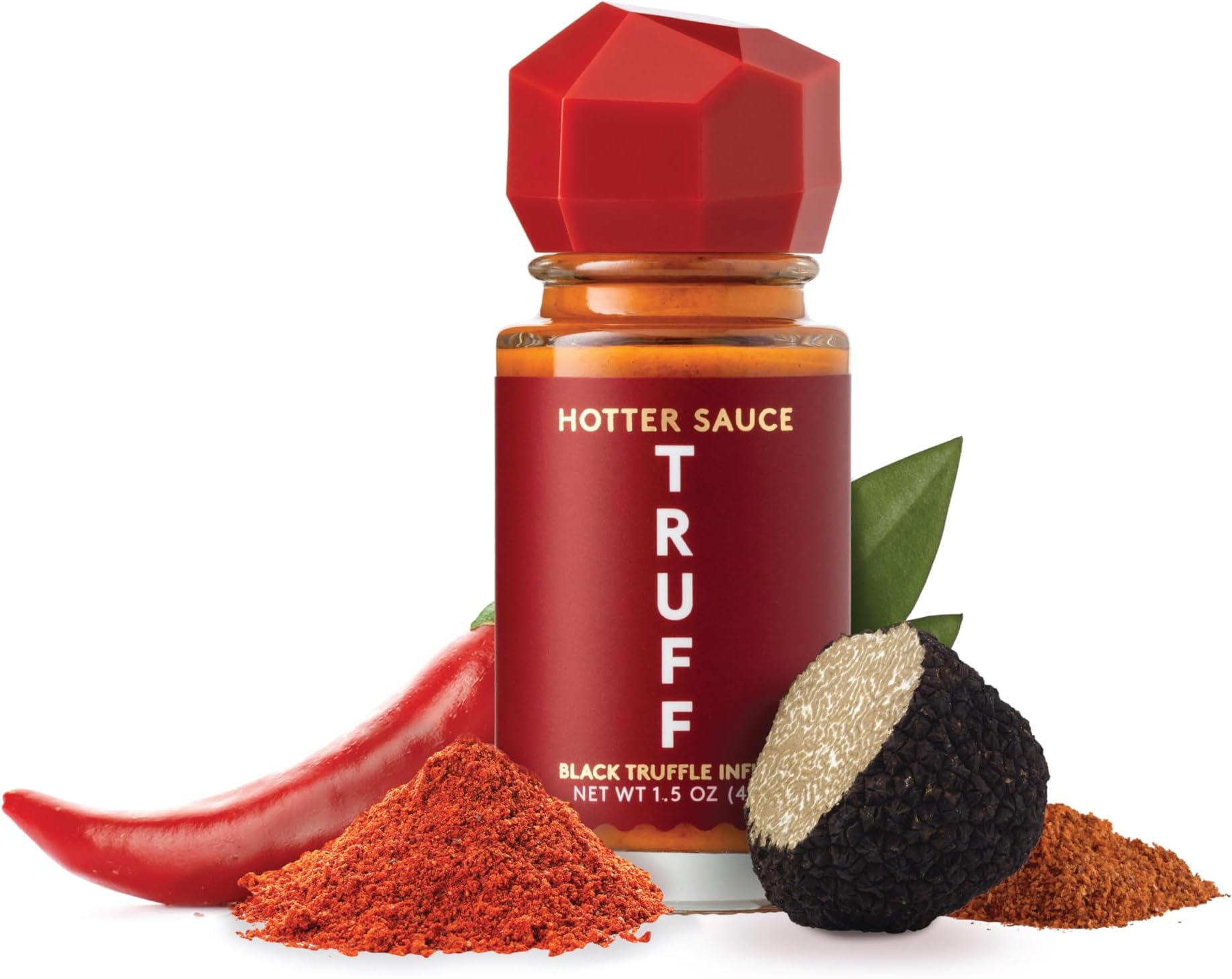 TRUFF Hotter Sauce 4-Pack Mini Set, Portable Travel Bottles of Gourmet Hot Sauce, Black Truffle and Chili Peppers, Gift Idea for the Hot Sauce Fans, An Ultra Unique Flavor Experience (1.5 oz, 4 count)