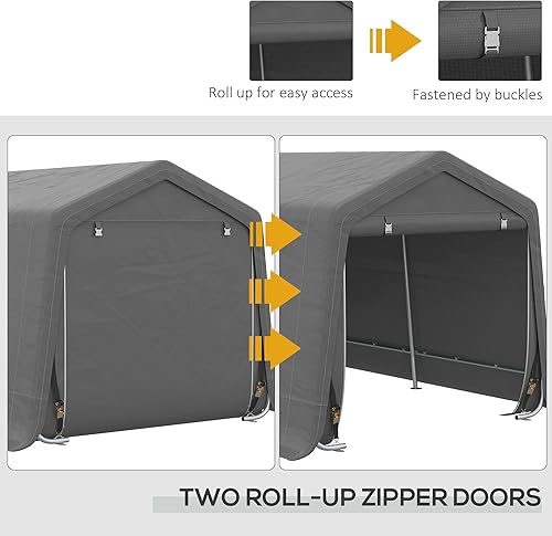 Miniatura 4 de Outsunny Garaje portátil de 10 x 20 pies, tienda de campaña de almacenamiento resistente, refugio de almacenamiento para patio con cubierta de