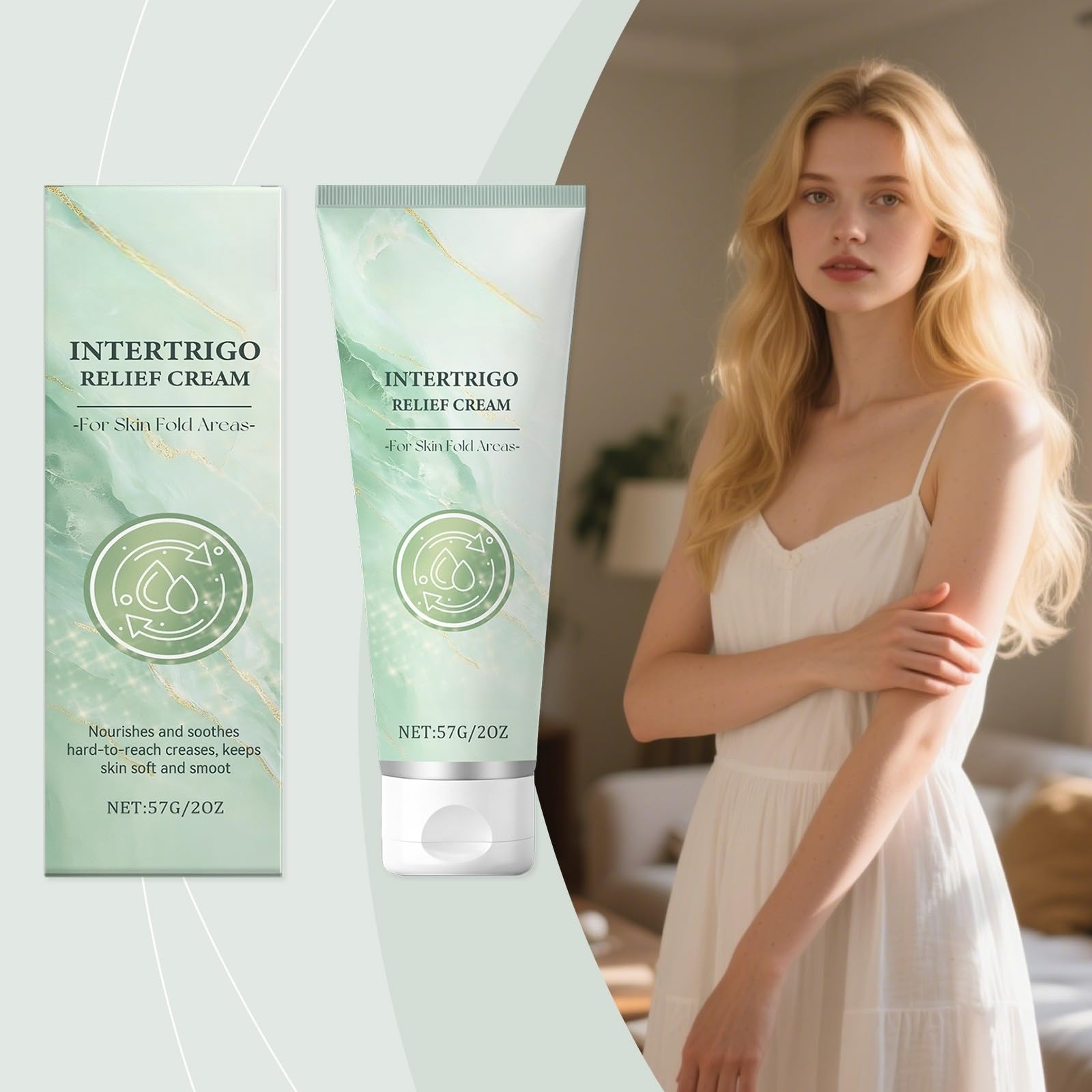 Crème De Soulagement Intertrigo, Crème Contre Les Plis Cutanés Formule À Absorption Rapide, Lotion Apaisante Non Grasse, Aide À Réduire Frottements Et Irritations Pour Hommes Femmes