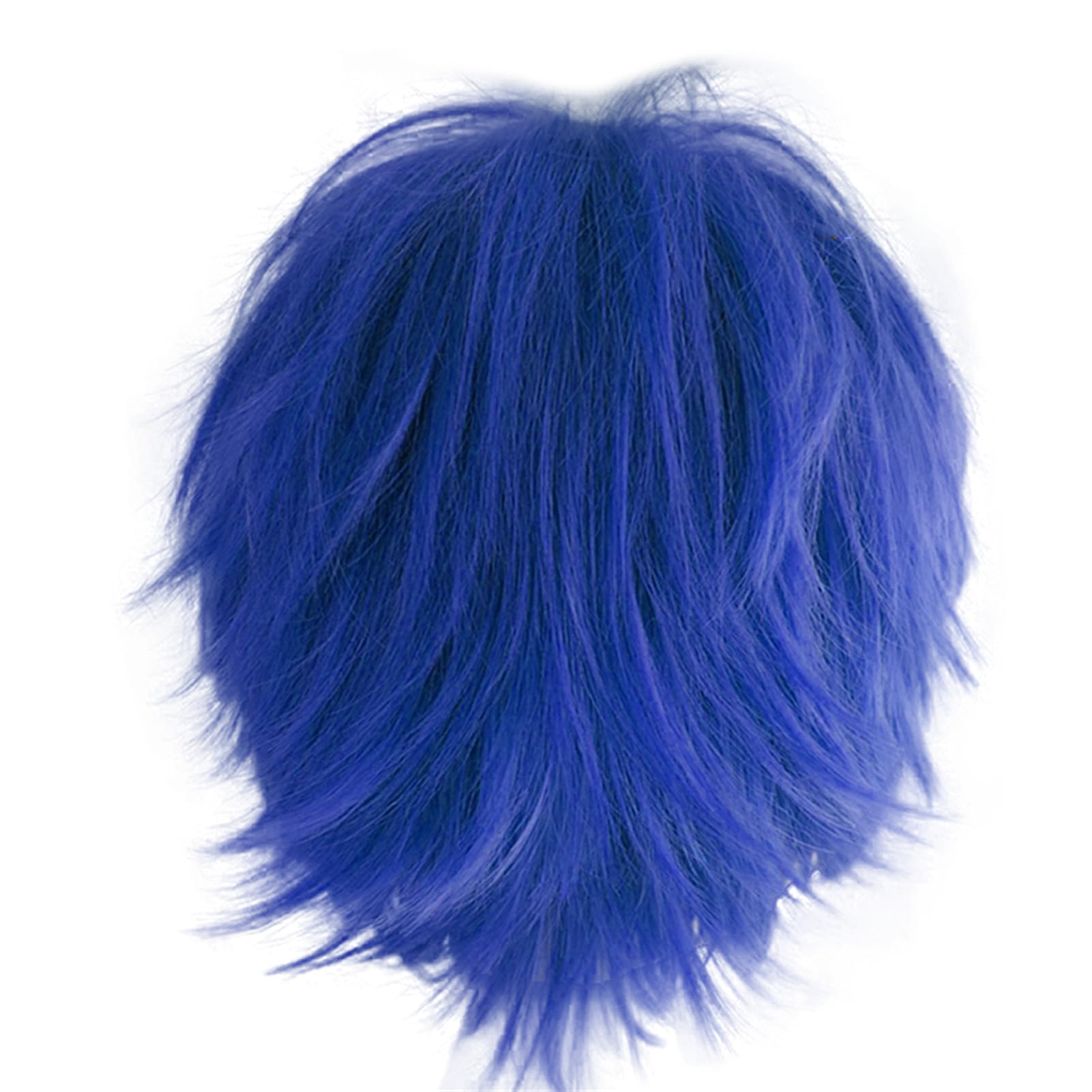 Dcbaboo Blue Wig Short Curly Wig Men/Women Wigs Anime Cosplay Wig 12" Natural Fluffy Layered Straight Hair Unisex Halloween Wig Fancy Dress Synthetic Full Wig with Wig Cap - Image 3