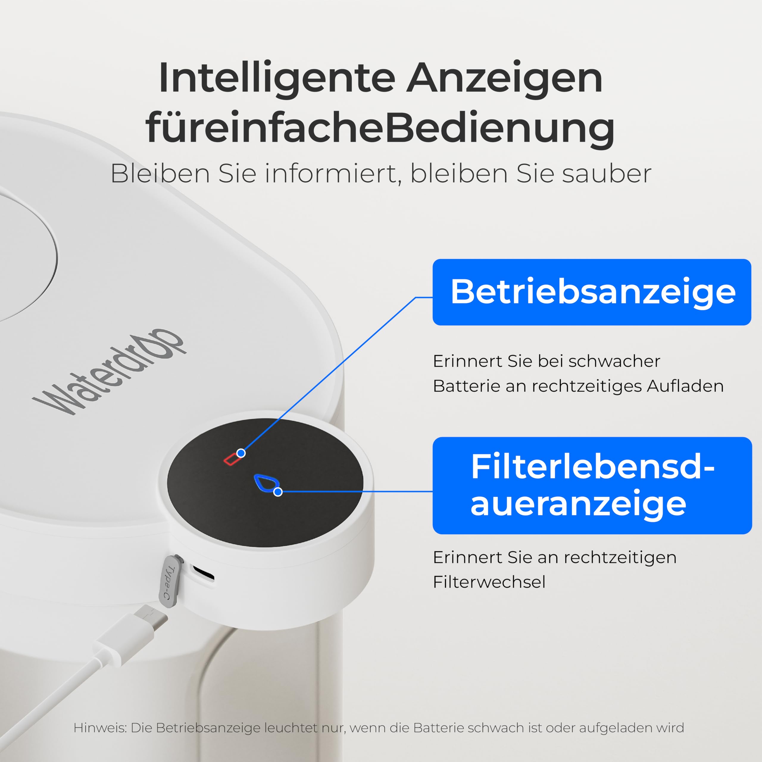 Waterdrop FreshTaste 𝐖𝐚𝐬𝐬𝐞𝐫𝐞𝐧𝐭𝐡ä𝐫𝐭𝐞𝐫 Elektrischer Wasserfilter Kanne, 4L Wasserfilter Spender für Kühlschrank, Reduziert Kalk, Chlor, Blei, Kupfer, Reinigt, Weiß (Ersatzfilter: WD-EWFS)