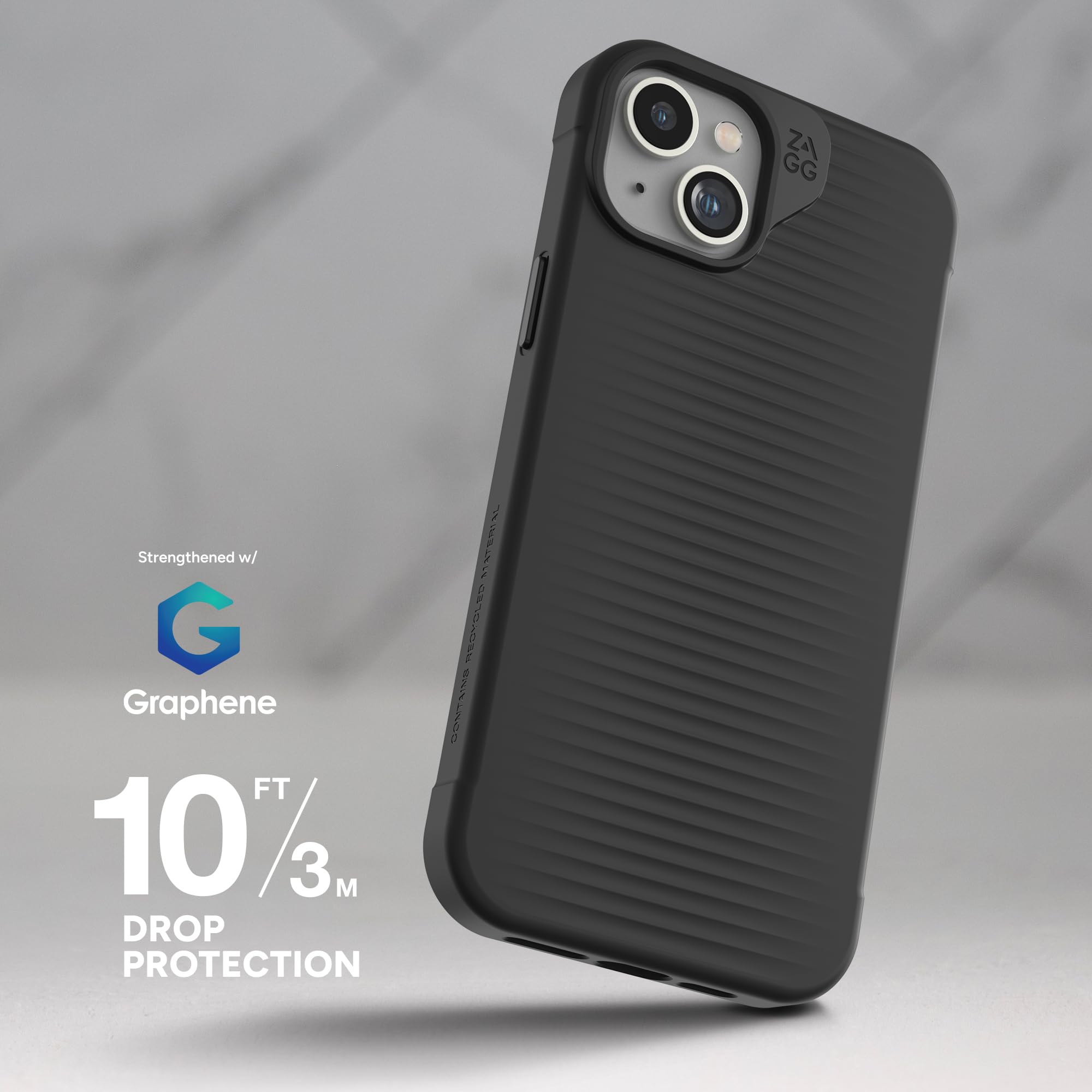 ZAGG Luxe Snap - Funda protectora para teléfono celular, protección contra caídas (3 m), material de grafeno duradero, delgada y ligera, color negro