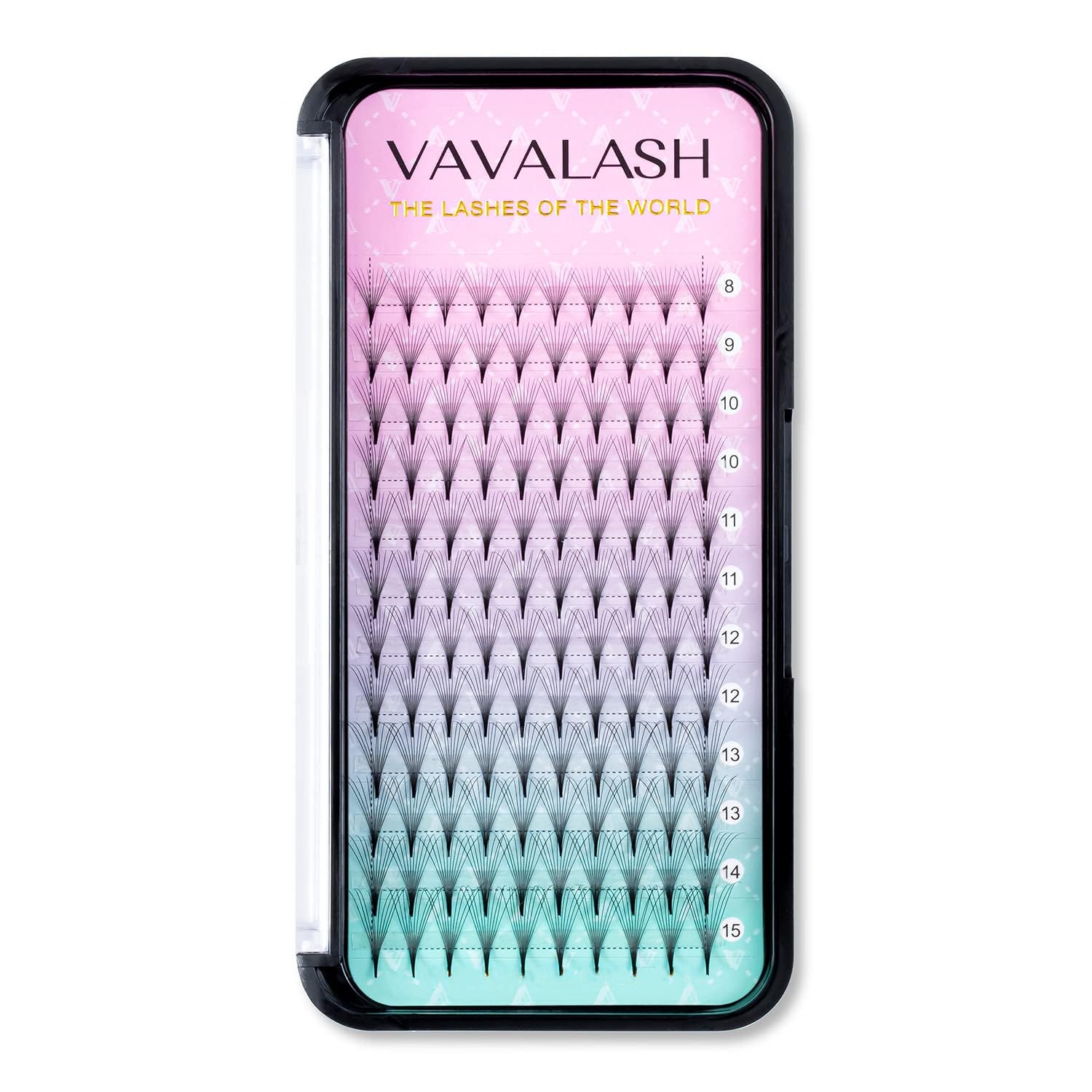 Eyelash Extensions 3D 4D 5D 6D 8D 9D 10D Thickness 0.07/0.1 C/D Curl Eyelashes Middle Stem & Long Stem Heat Bonded Premade Fans Russian Volume Lash Extensions Supplies (Middle Stem 10D-0.07-C-8mm)